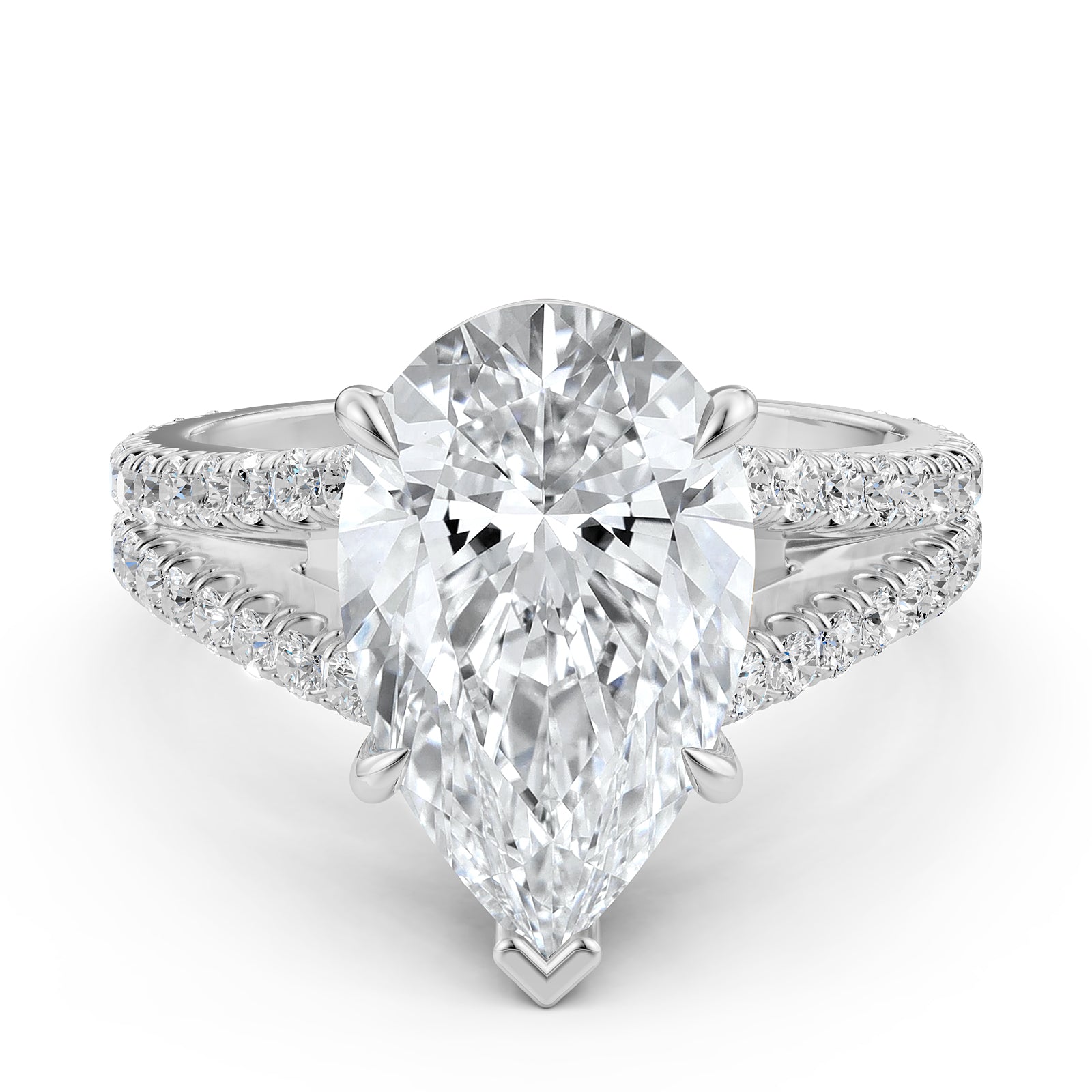 Split Shank Lab Grown Diamond Engagement Ring French Pave Set IGI Certified 3.70 Ctw.