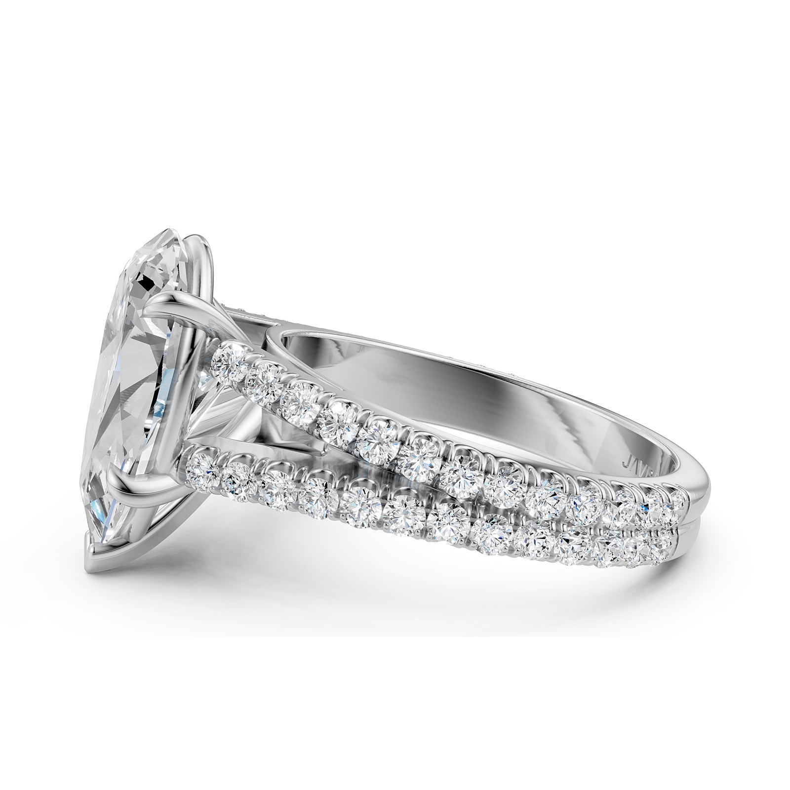Split Shank Lab Grown Diamond Engagement Ring French Pave Set IGI Certified 3.70 Ctw.