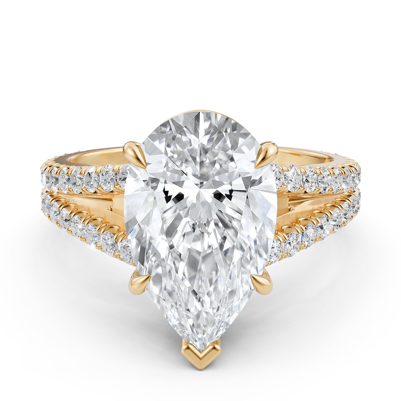 Split Shank Lab Grown Diamond Engagement Ring French Pave Set IGI Certified 3.70 Ctw.