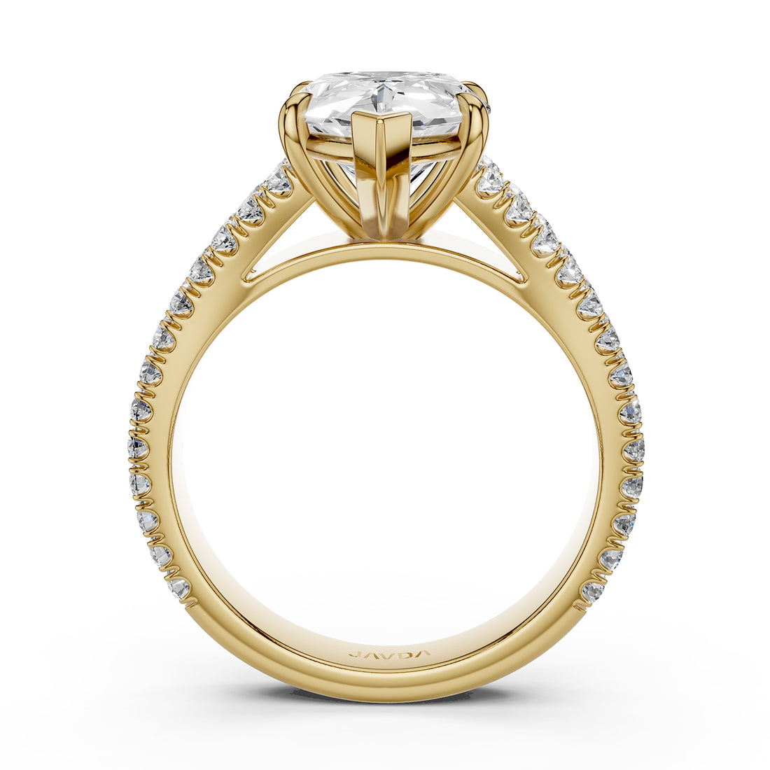 Split Shank Diamond Engagement Pear Ring French U split Pave Set 14k White Gold