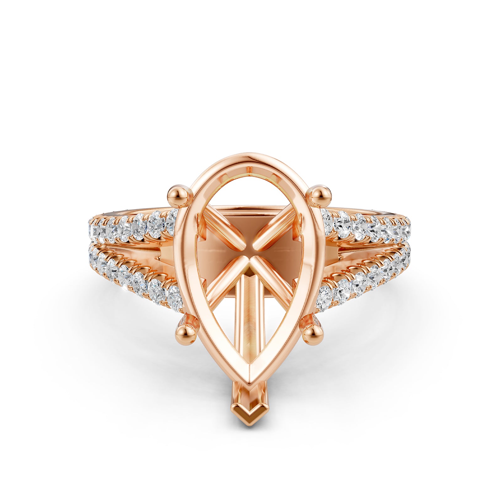 Split Shank Lab Grown Diamond Engagement Semi Mount Ring French Pave Set 0.70 Ct.