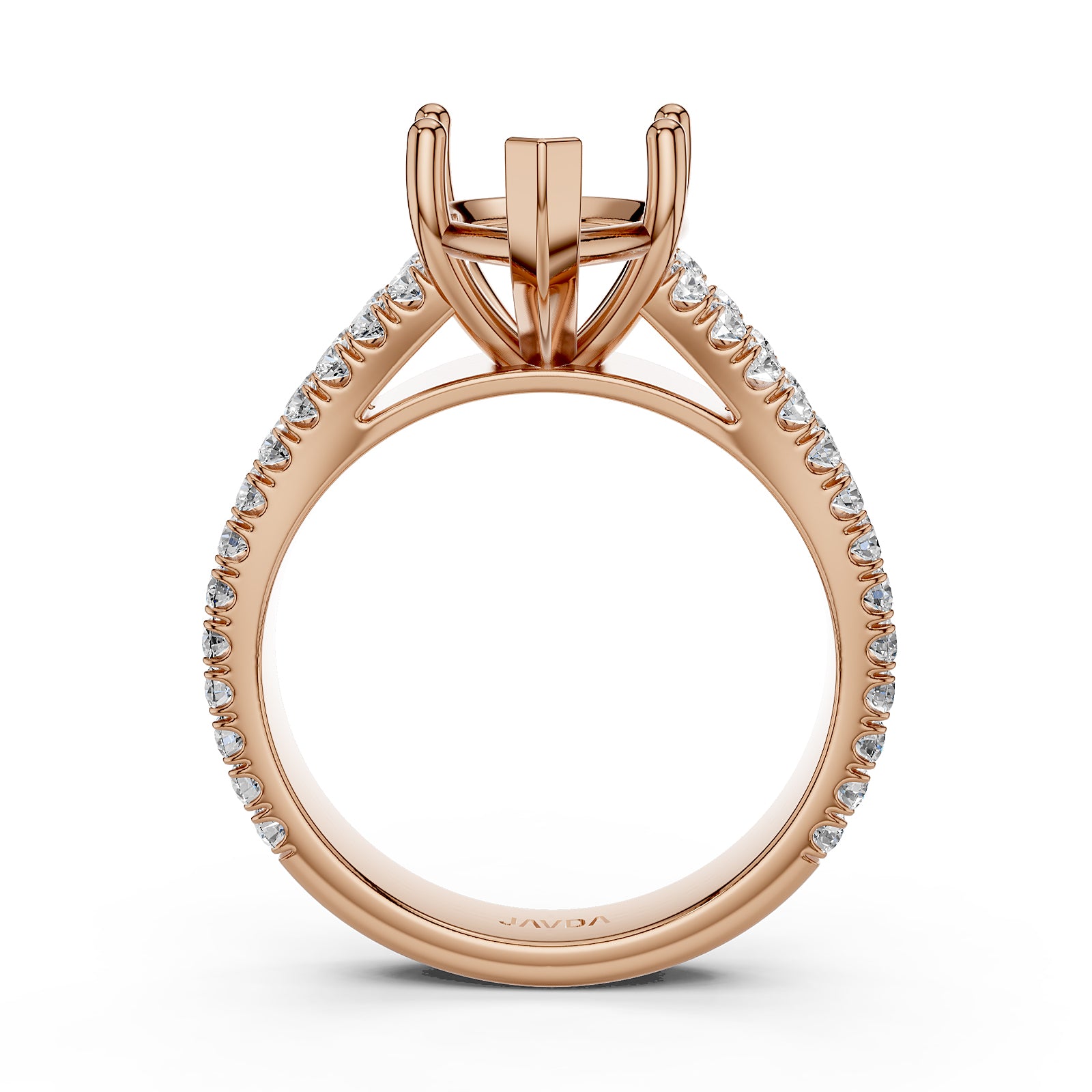 Split Shank Lab Grown Diamond Engagement Semi Mount Ring French Pave Set 0.70 Ct.