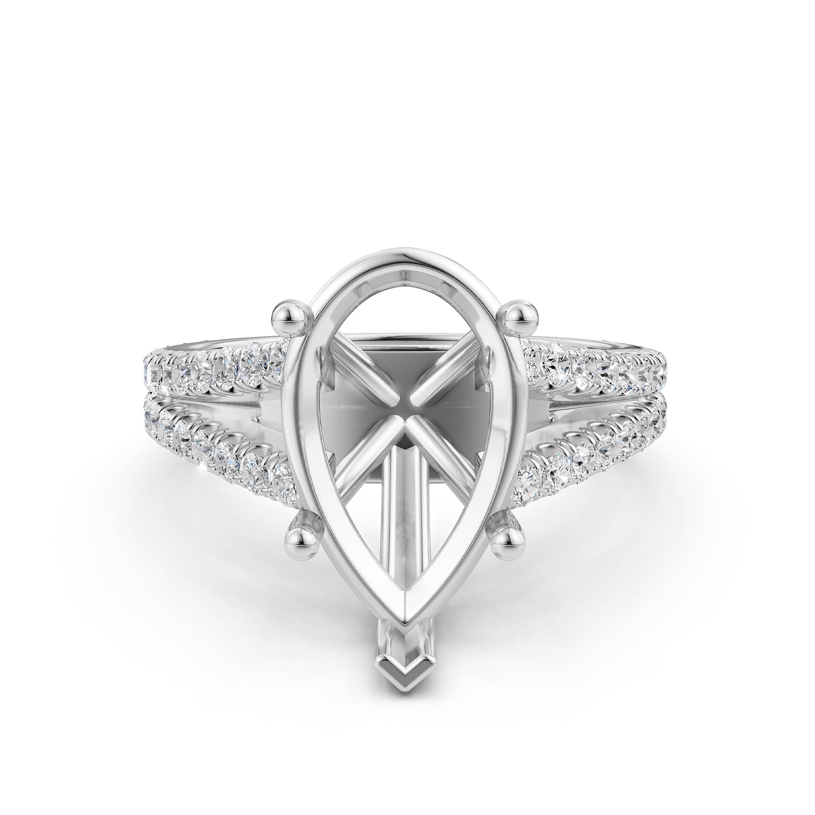 Split Shank Lab Grown Diamond Engagement Semi Mount Ring French Pave Set 0.70 Ct.