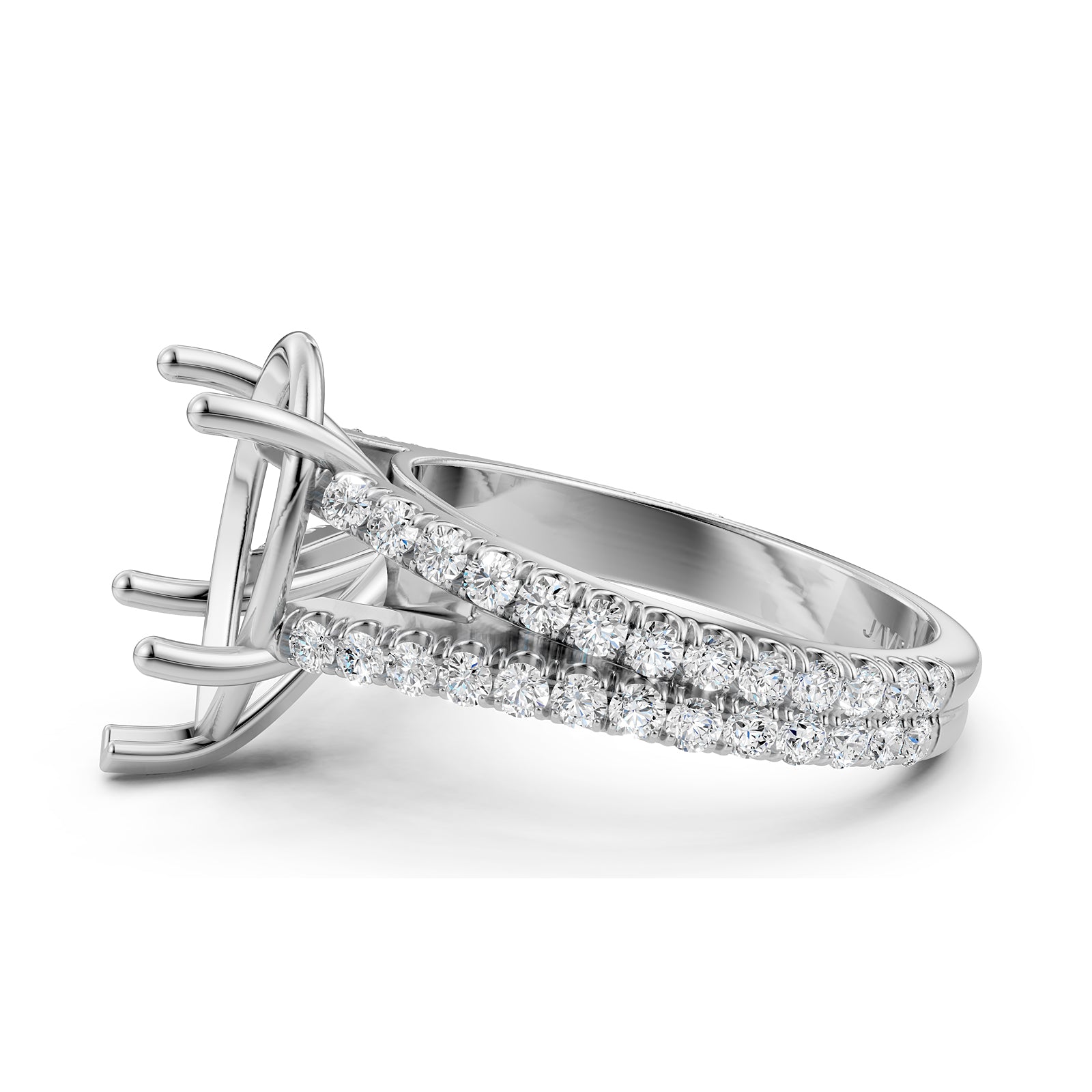 Split Shank Lab Grown Diamond Engagement Semi Mount Ring French Pave Set 0.70 Ct.