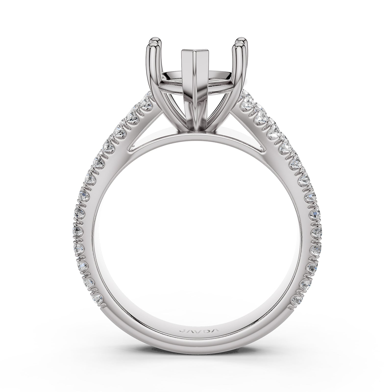 Split Shank Lab Grown Diamond Engagement Semi Mount Ring French Pave Set 0.70 Ct.