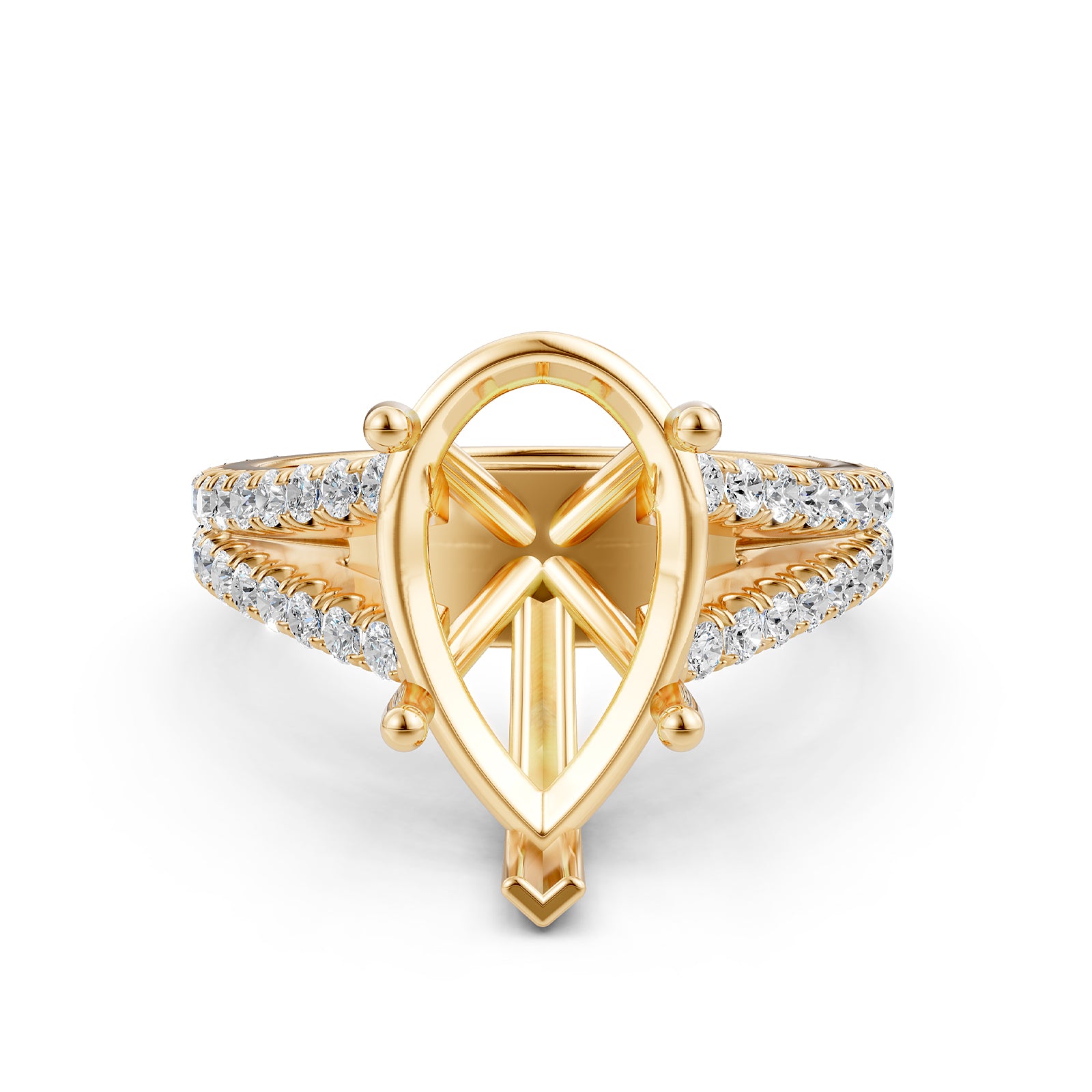 Split Shank Lab Grown Diamond Engagement Semi Mount Ring French Pave Set 0.70 Ct.