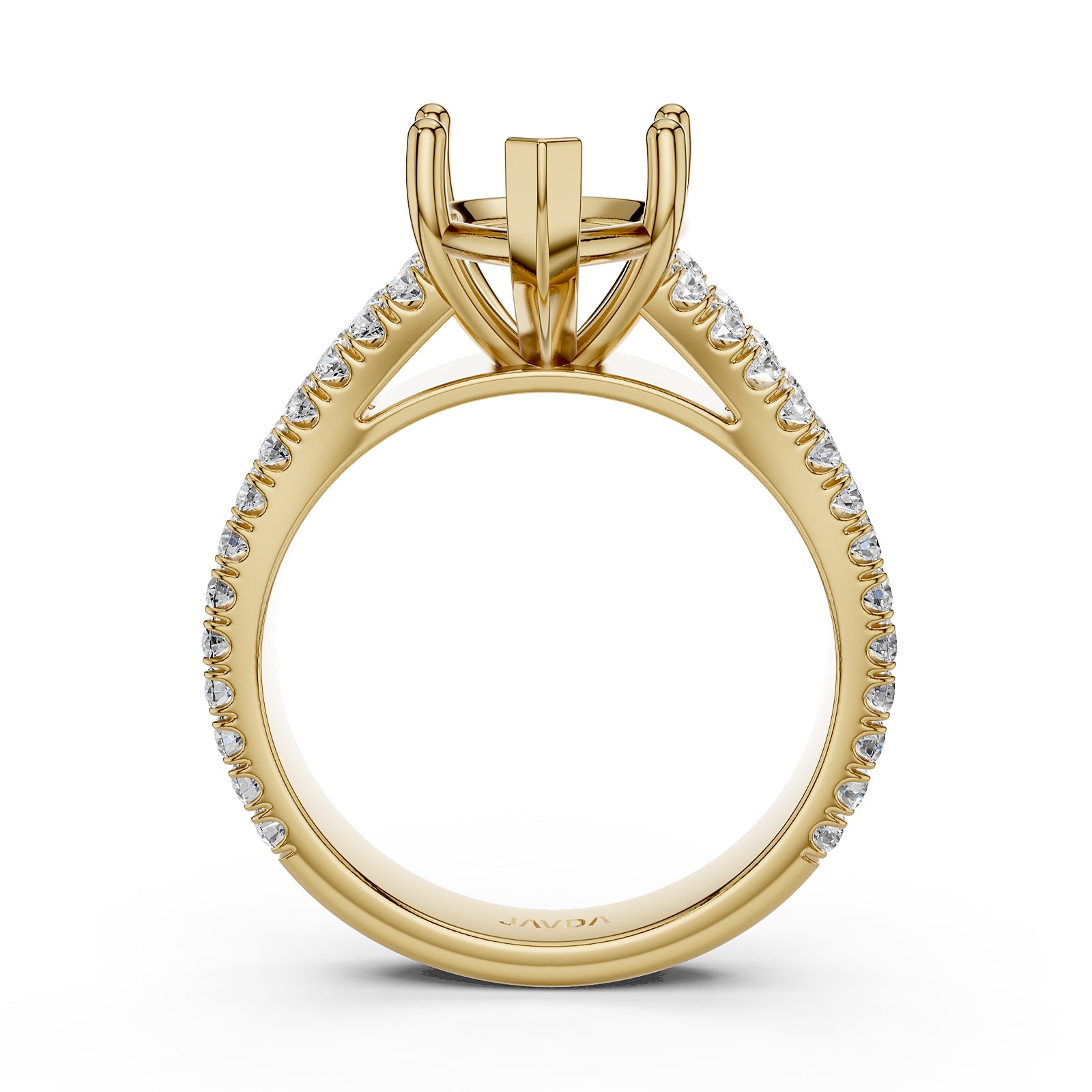 Split Shank Lab Grown Diamond Engagement Semi Mount Ring French Pave Set 0.70 Ct.