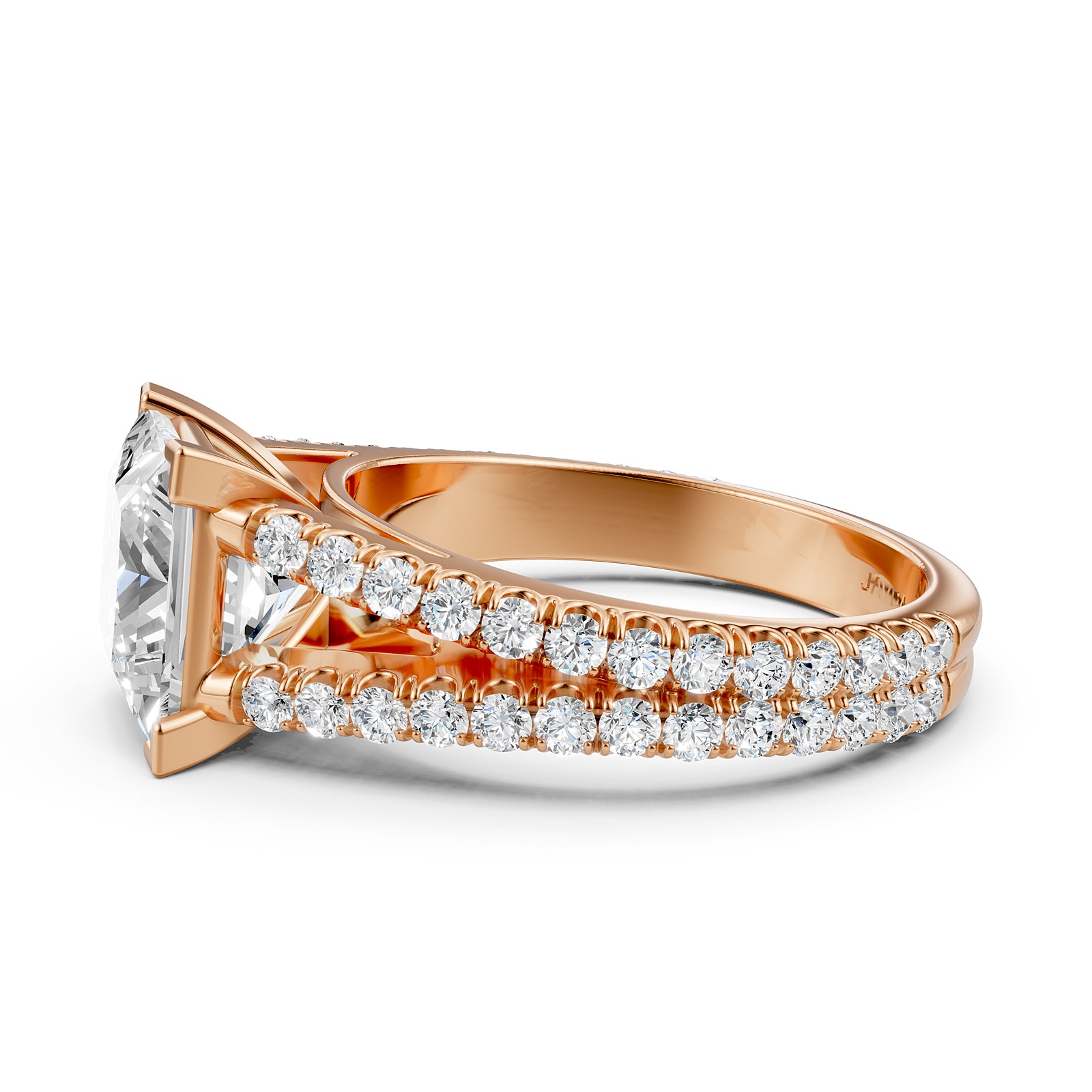 Split Shank Lab Grown Diamond Engagement Ring French Pave Set IGI Certified 3.70 Ctw.