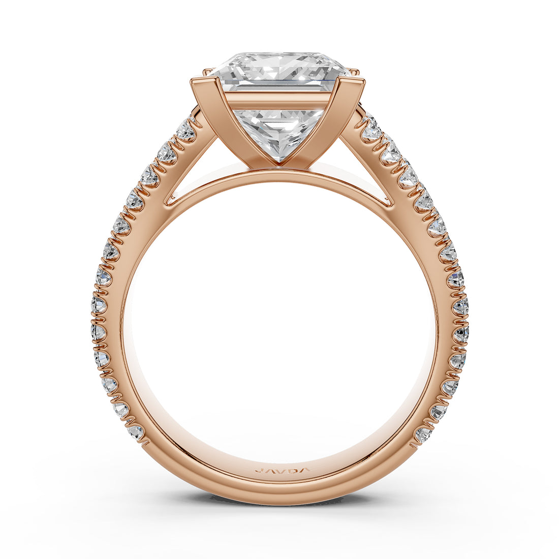 Split Shank Diamond Engagement Princess Ring French U split Pave Set 14k White Gold