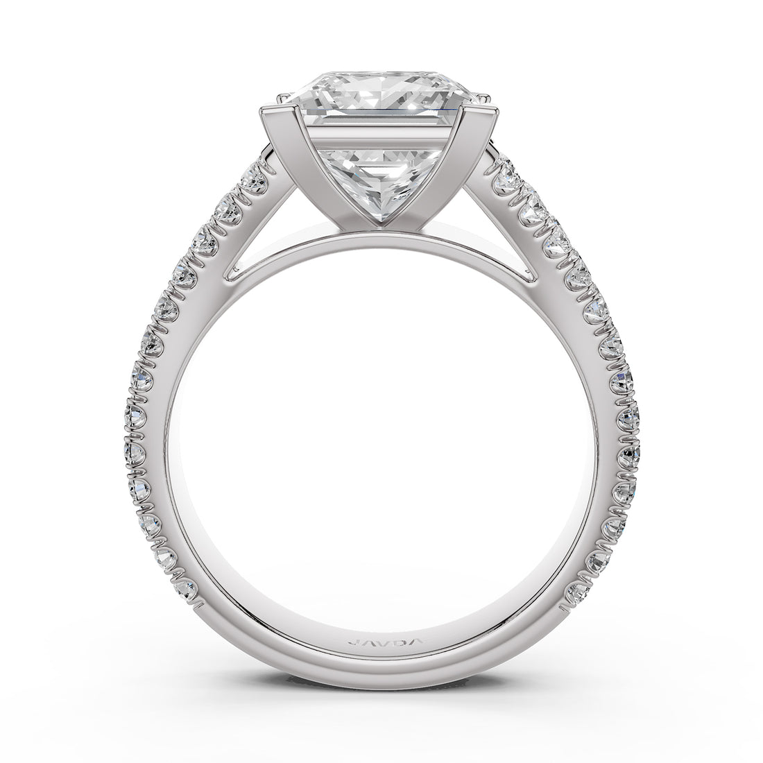 Split Shank Diamond Engagement Princess Ring French U split Pave Set 14k White Gold