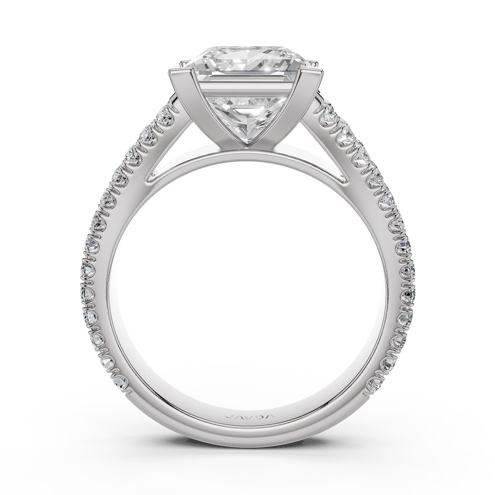 Split Shank Lab Grown Diamond Engagement Ring French Pave Set IGI Certified 3.70 Ctw.