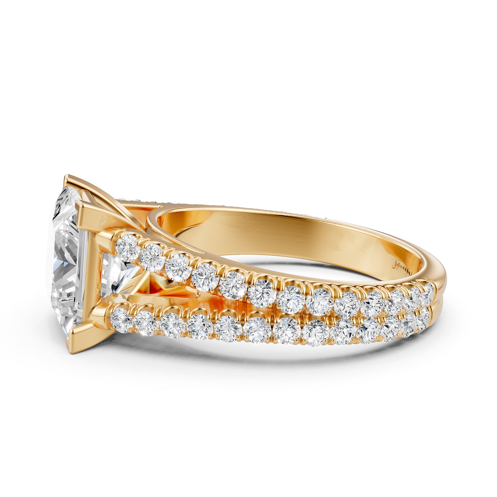 Split Shank Lab Grown Diamond Engagement Ring French Pave Set IGI Certified 3.70 Ctw.