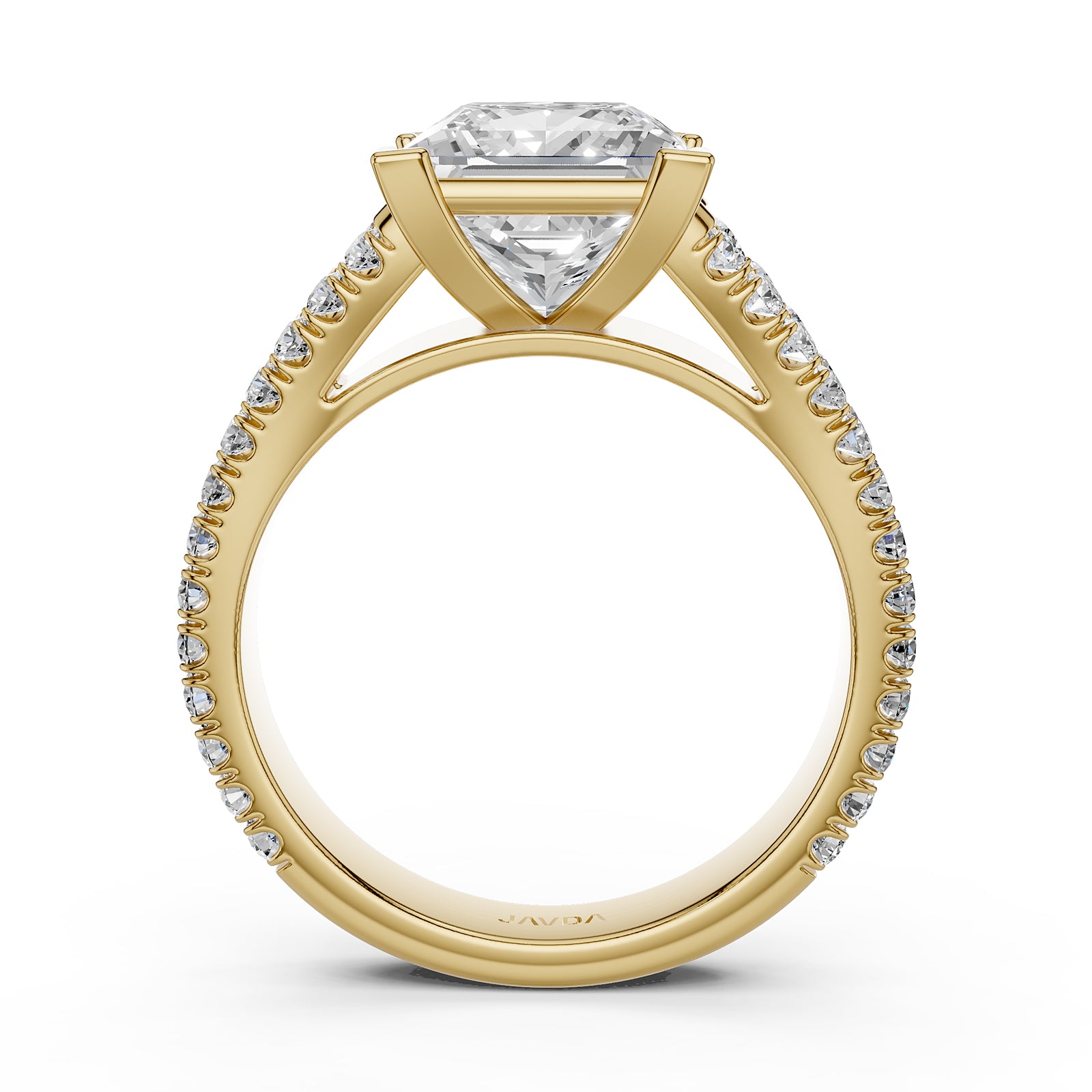 Split Shank Diamond Engagement Princess Ring French U split Pave Set 14k White Gold