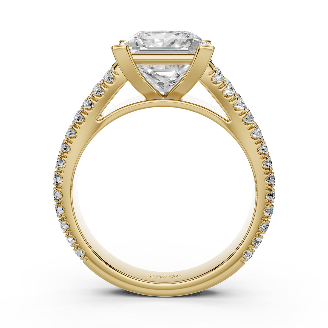 Split Shank Diamond Engagement Princess Ring French U split Pave Set 14k White Gold