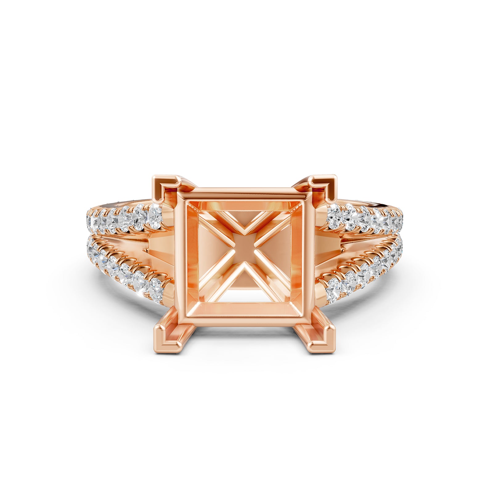 Split Shank Lab Grown Diamond Engagement Semi Mount Ring French Pave Set 0.70 Ct.