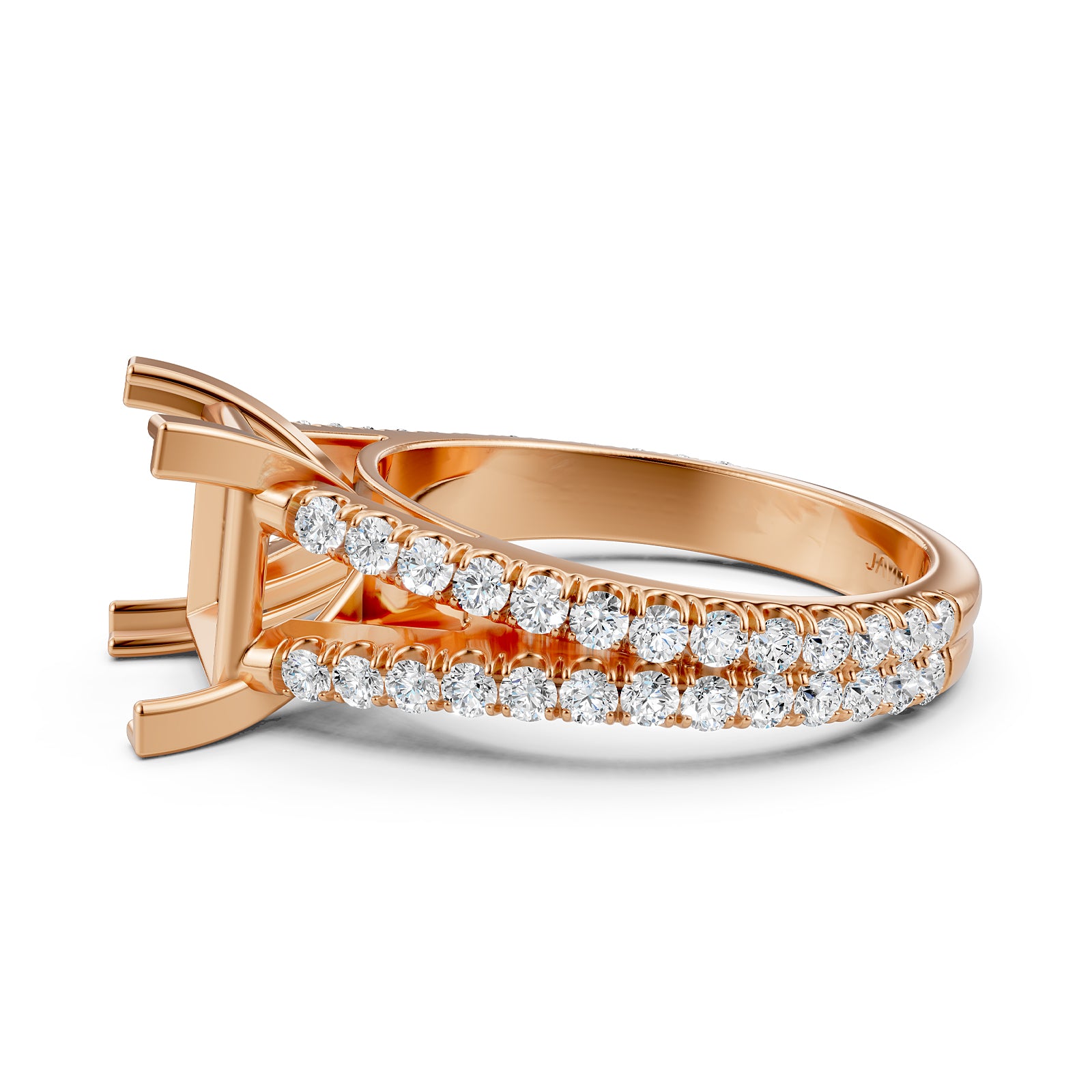 Split Shank Lab Grown Diamond Engagement Semi Mount Ring French Pave Set 0.70 Ct.