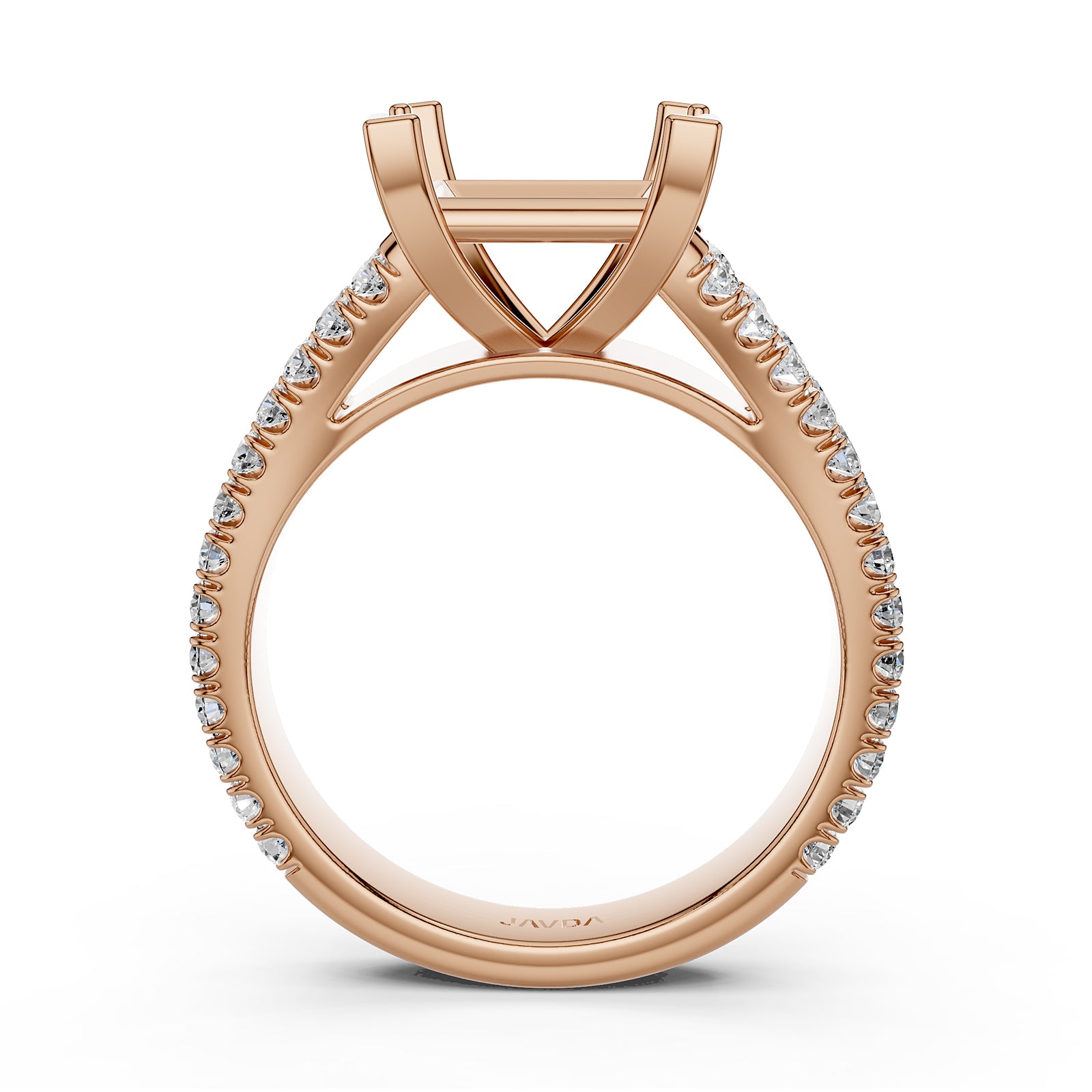 Split Shank Lab Grown Diamond Engagement Semi Mount Ring French Pave Set 0.70 Ct.