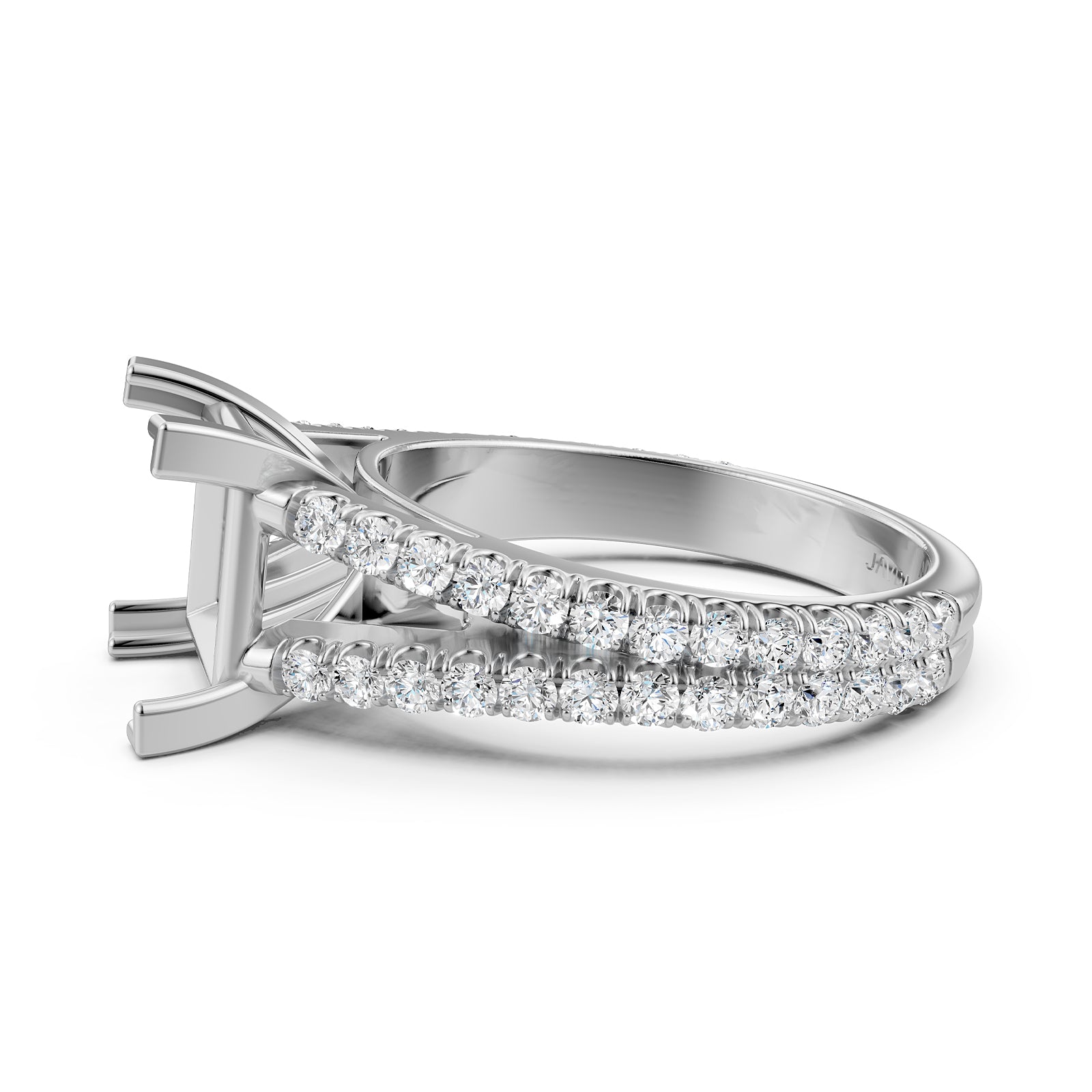 Split Shank Lab Grown Diamond Engagement Semi Mount Ring French Pave Set 0.70 Ct.