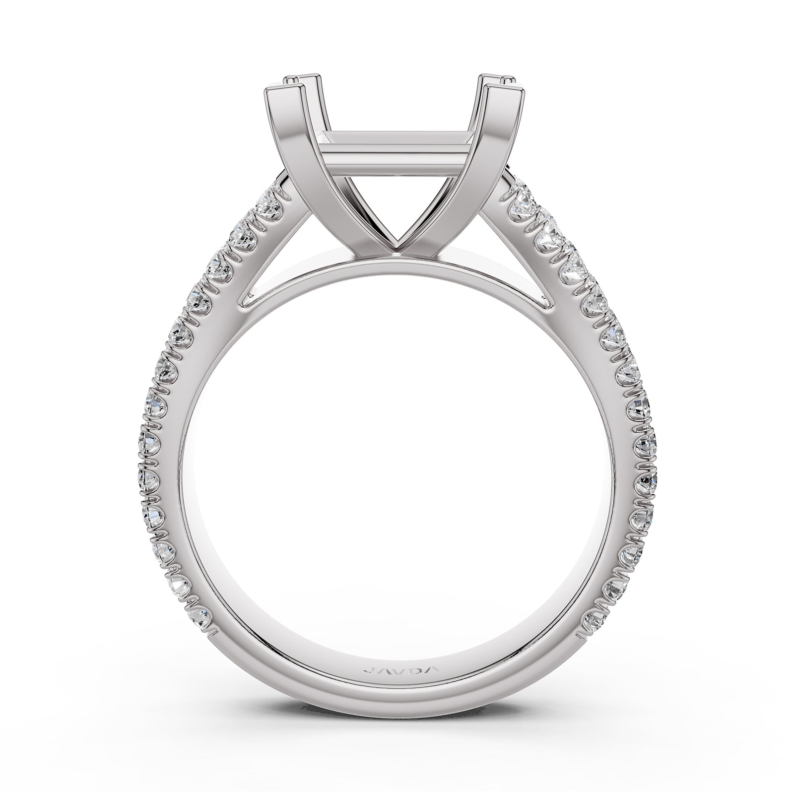 Split Shank Lab Grown Diamond Engagement Semi Mount Ring French Pave Set 0.70 Ct.