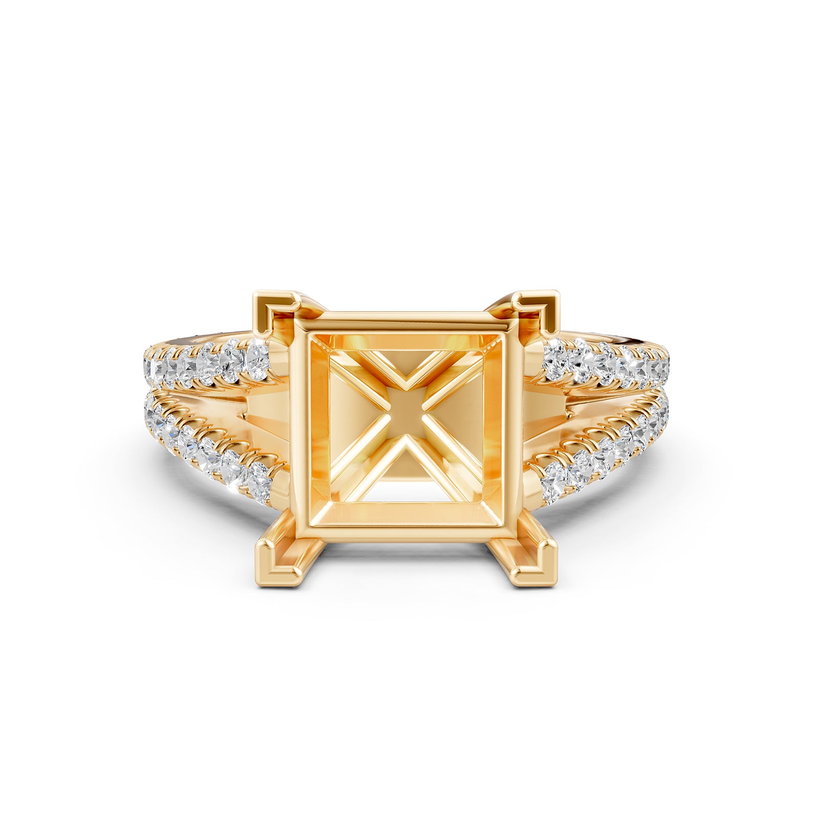 Split Shank Lab Grown Diamond Engagement Semi Mount Ring French Pave Set 0.70 Ct.