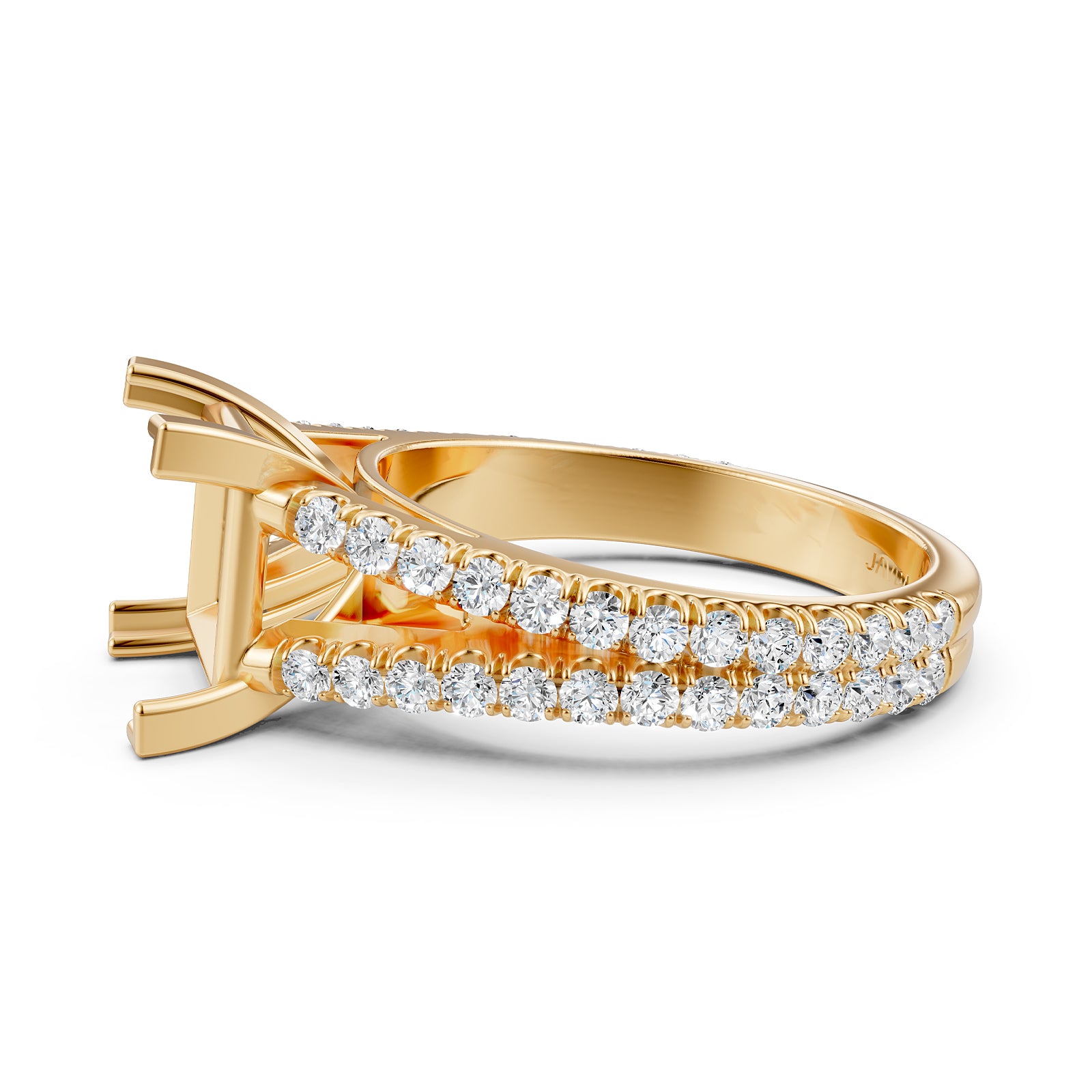 Split Shank Lab Grown Diamond Engagement Semi Mount Ring French Pave Set 0.70 Ct.