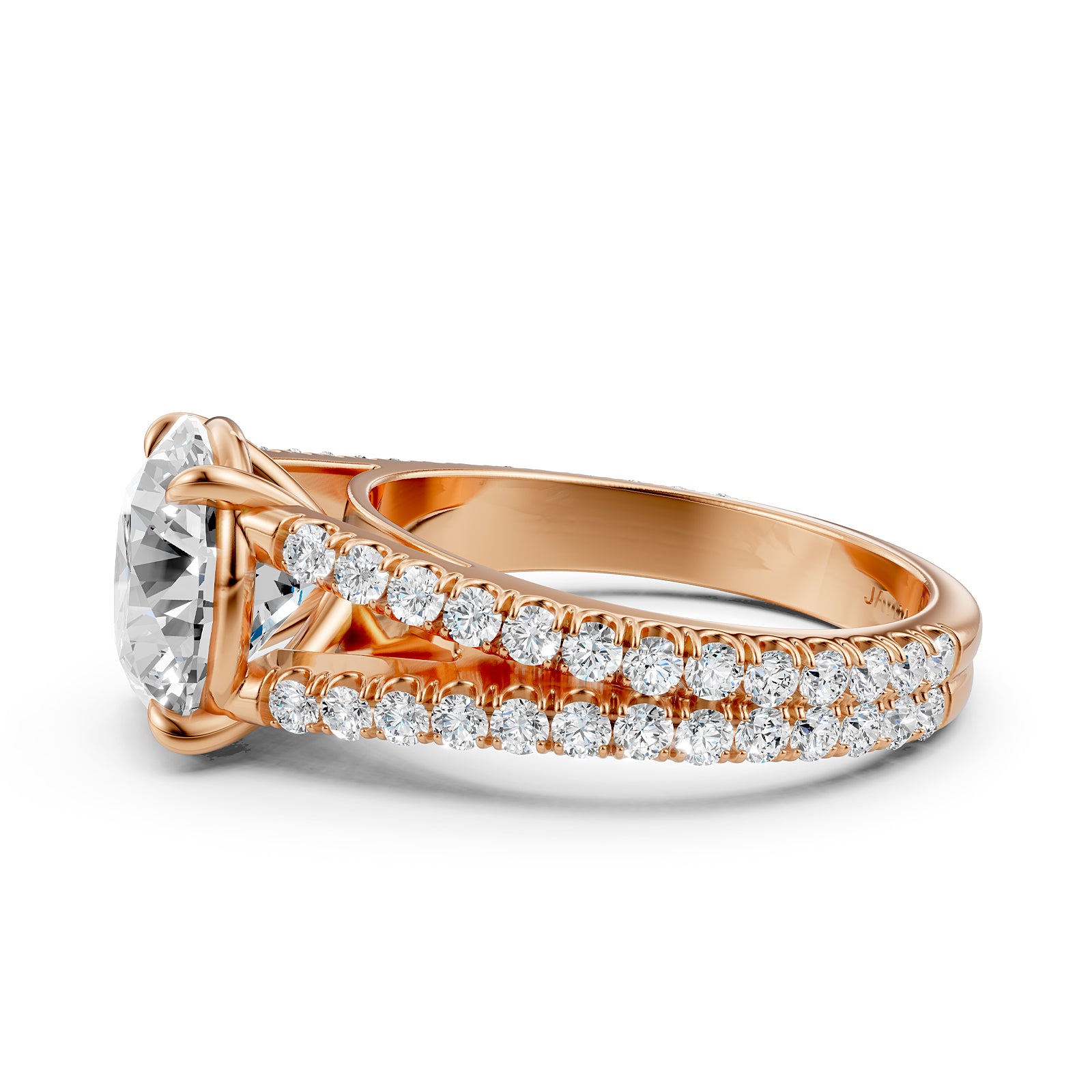 Split Shank Lab Grown Diamond Engagement Ring French Pave Set IGI Certified 3.70 Ctw.