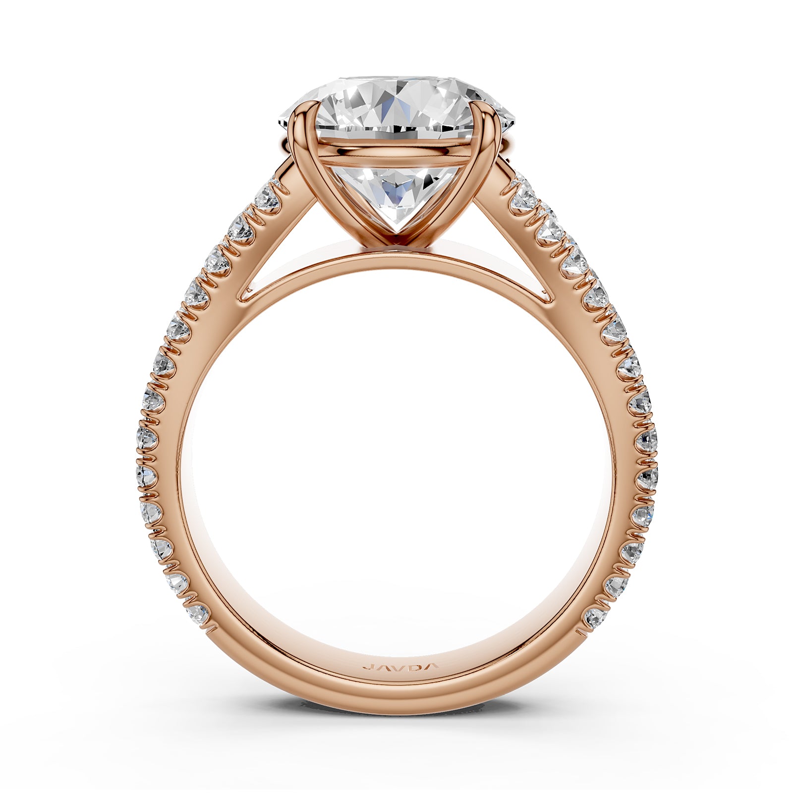 Split Shank Round Lab Grown Diamond Engagement French U Cut Pave Set Ring