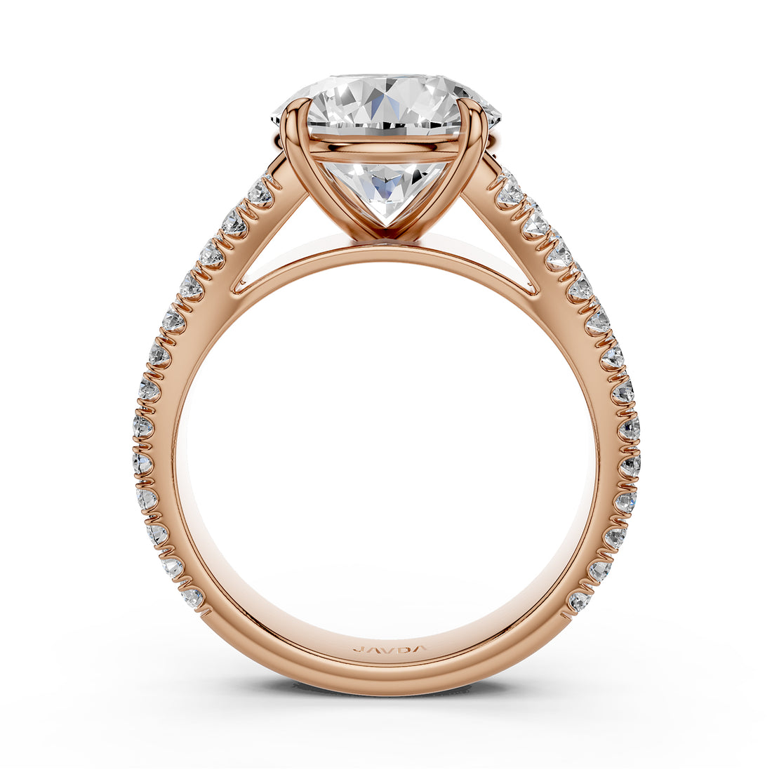 Split Shank Round Lab Grown Diamond Engagement French U Cut Pave Set Ring