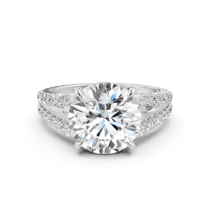 Split Shank Lab Grown Diamond Engagement Ring French Pave Set IGI Certified 3.70 Ctw.