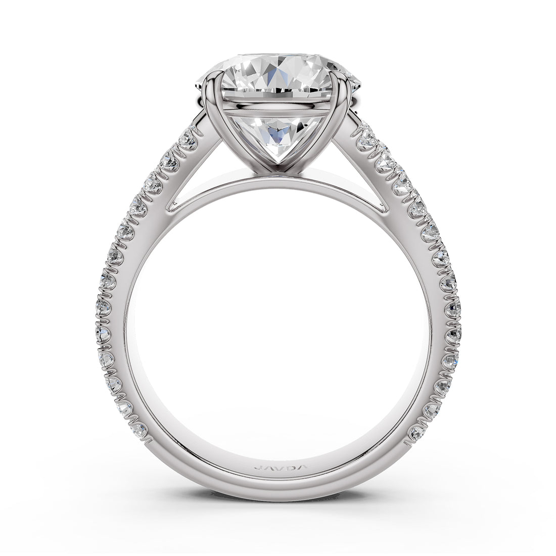 Split Shank Round Lab Grown Diamond Engagement French U Cut Pave Set Ring