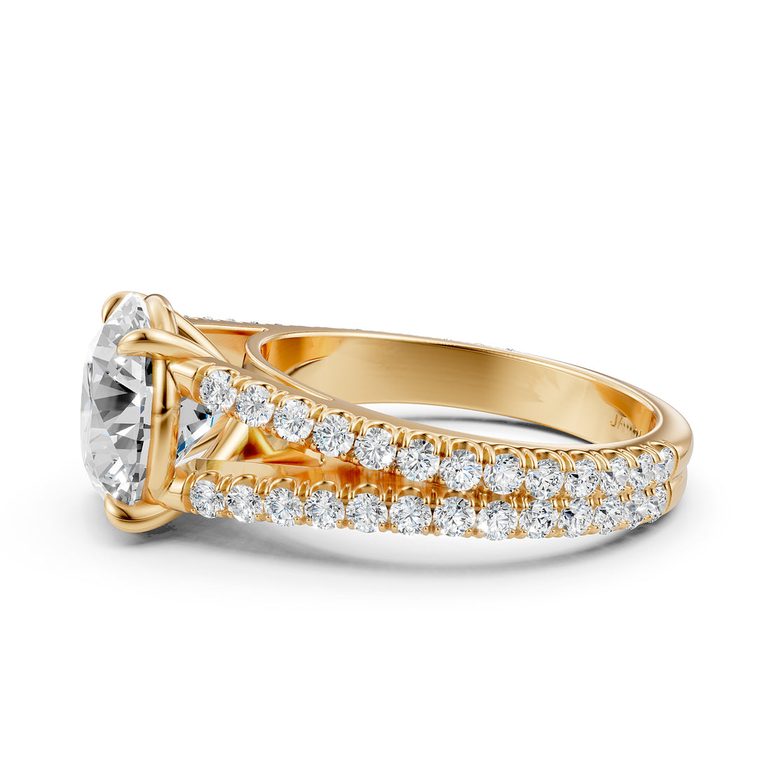 Split Shank Lab Grown Diamond Engagement Ring French Pave Set IGI Certified 3.70 Ctw.