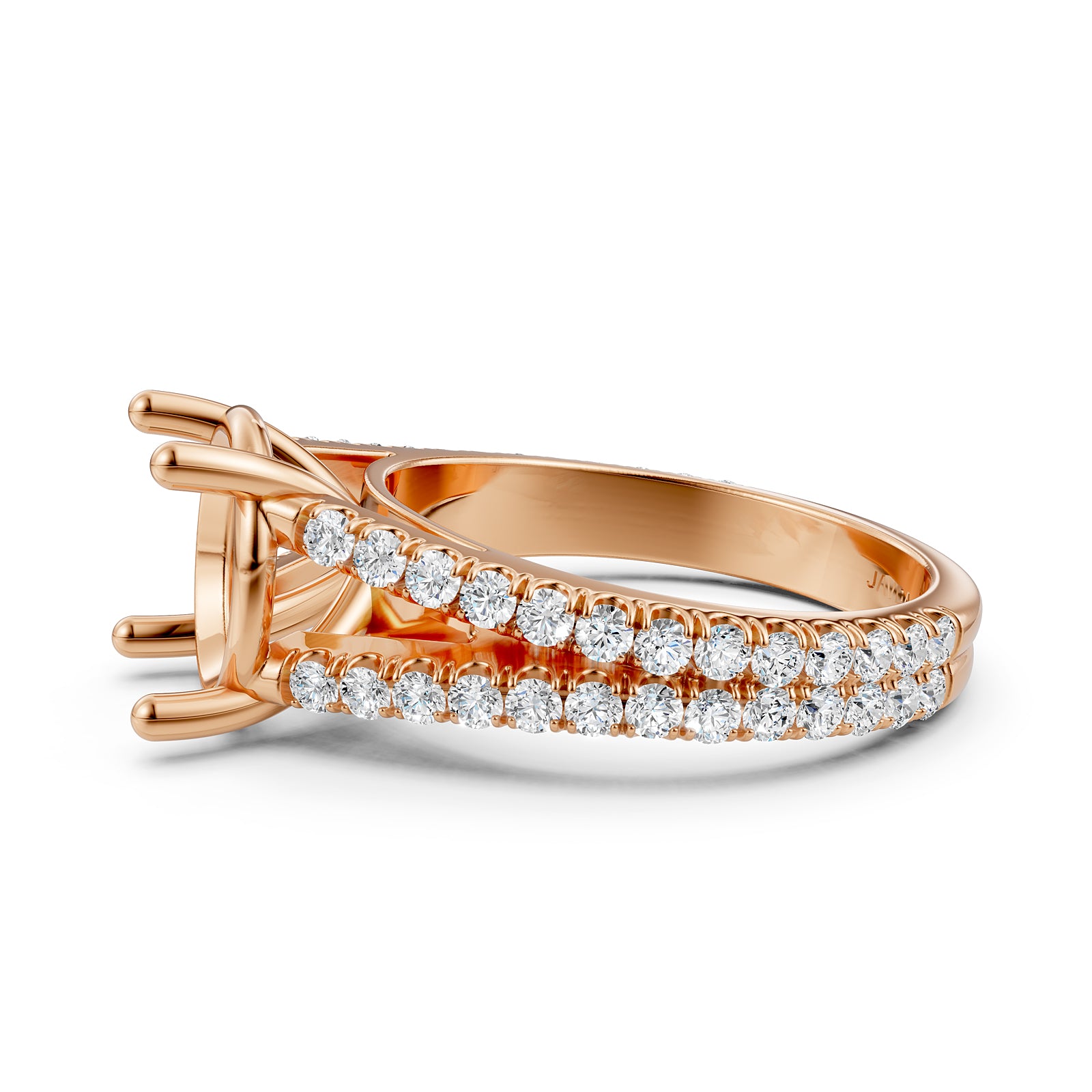 Split Shank Lab Grown Diamond Engagement Semi Mount Ring French Pave Set 0.70 Ct.