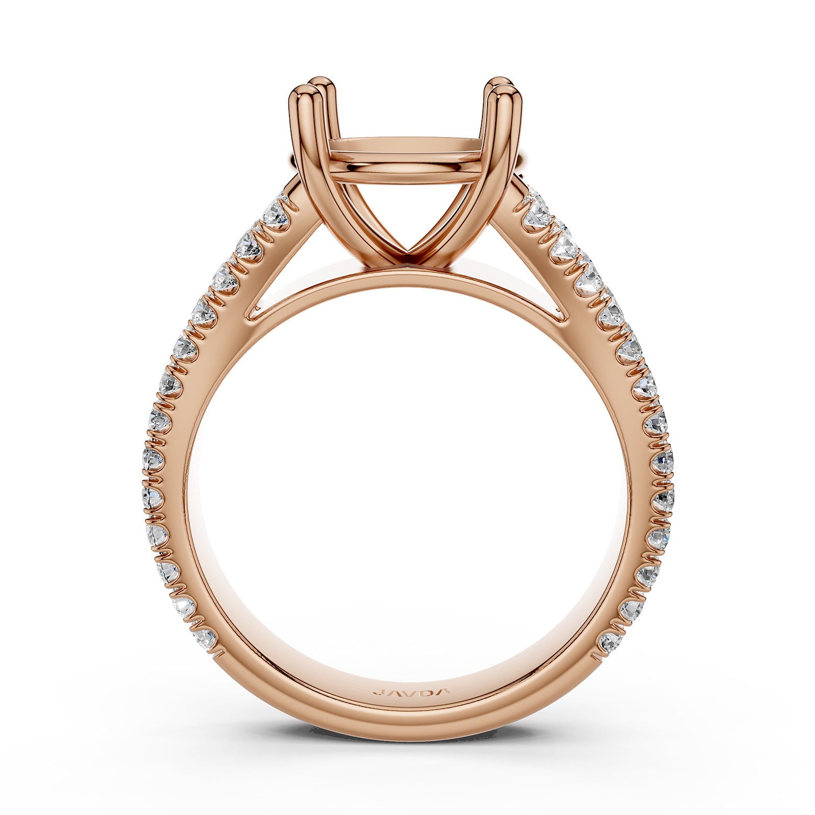 Split Shank Lab Grown Diamond Engagement Semi Mount Ring French Pave Set 0.70 Ct.