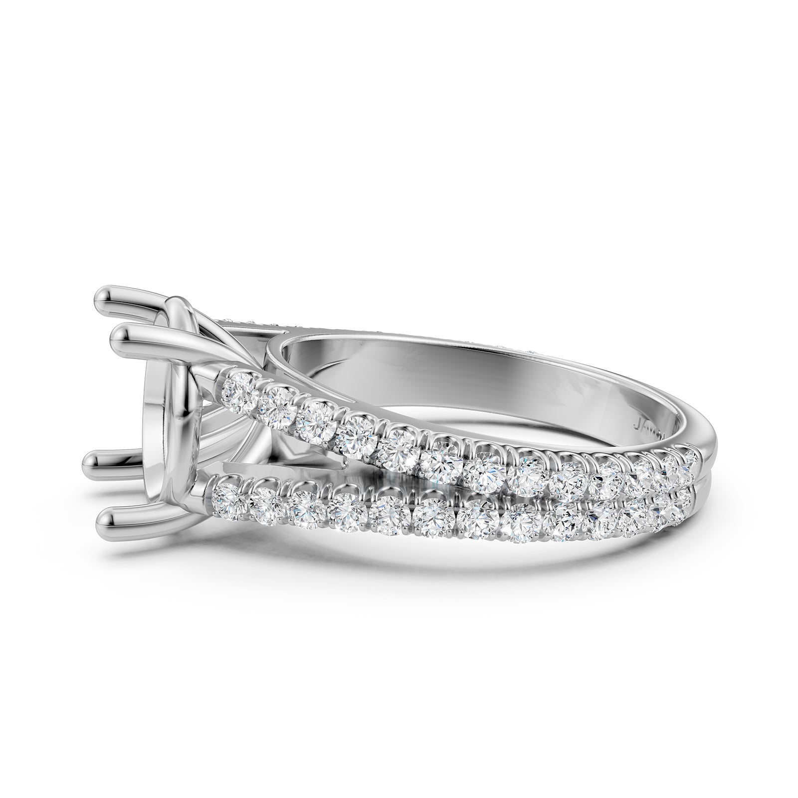 Split Shank Lab Grown Diamond Engagement Semi Mount Ring French Pave Set 0.70 Ct.