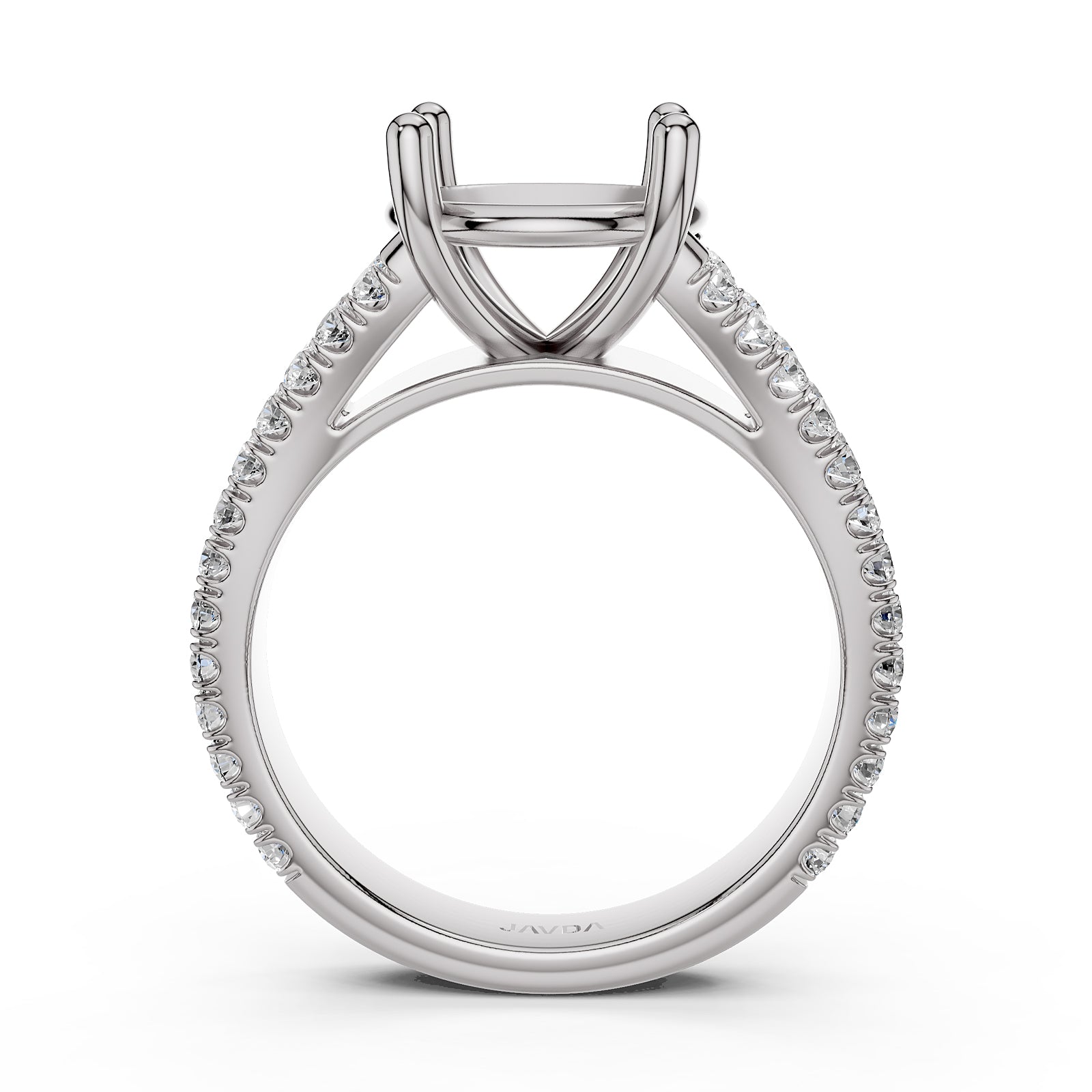 Split Shank Lab Grown Diamond Engagement Semi Mount Ring French Pave Set 0.70 Ct.