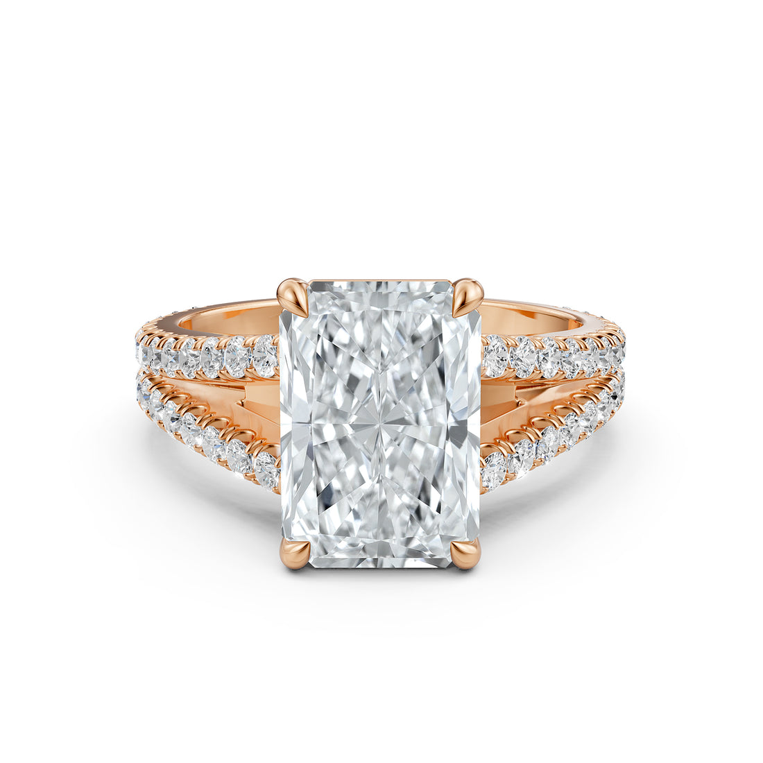 Split Shank Lab Grown Diamond Engagement Ring French Pave Set IGI Certified 3.70 Ctw.