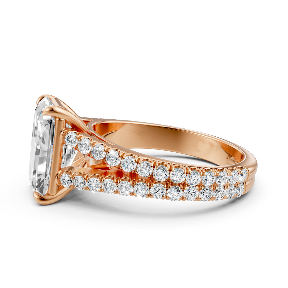 Split Shank Lab Grown Diamond Engagement Ring French Pave Set IGI Certified 3.70 Ctw.