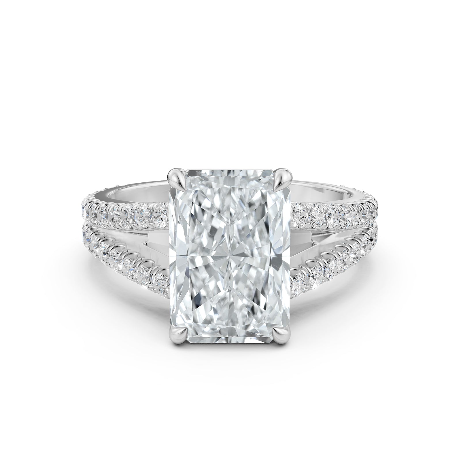 Split Shank Lab Grown Diamond Engagement Ring French Pave Set IGI Certified 3.70 Ctw.