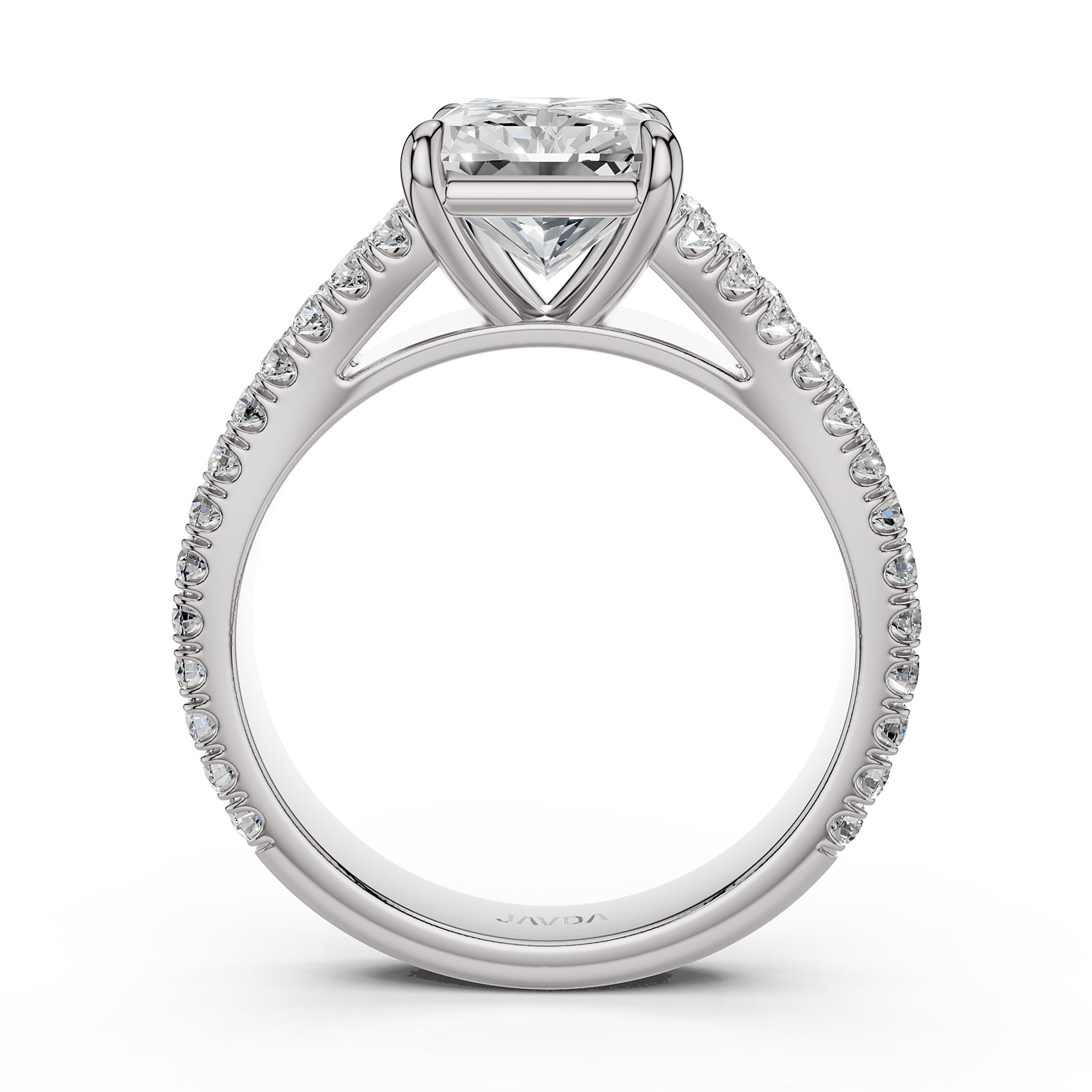 Split Shank Lab Grown Diamond Engagement Ring French Pave Set IGI Certified 3.70 Ctw.