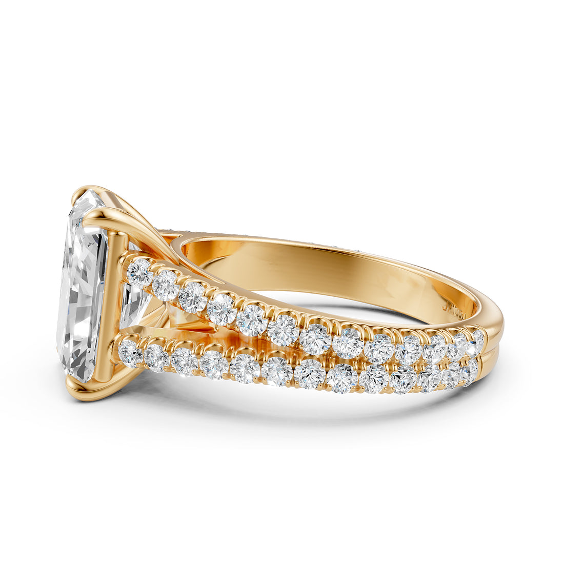 Split Shank Lab Grown Diamond Engagement Ring French Pave Set IGI Certified 3.70 Ctw.