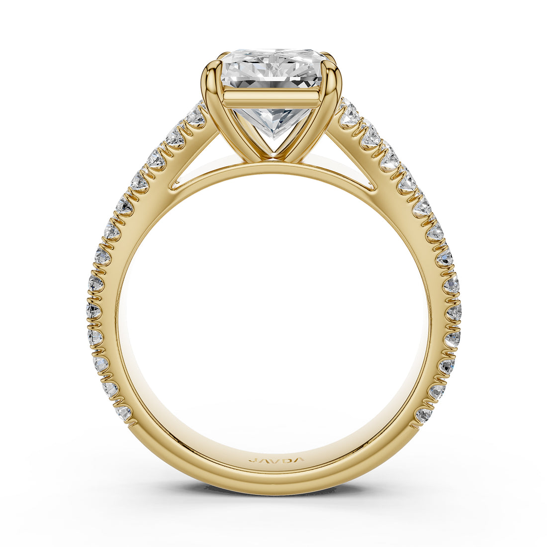 Split Shank Diamond Engagement Radiant Ring French U split Pave Set 14k White Gold