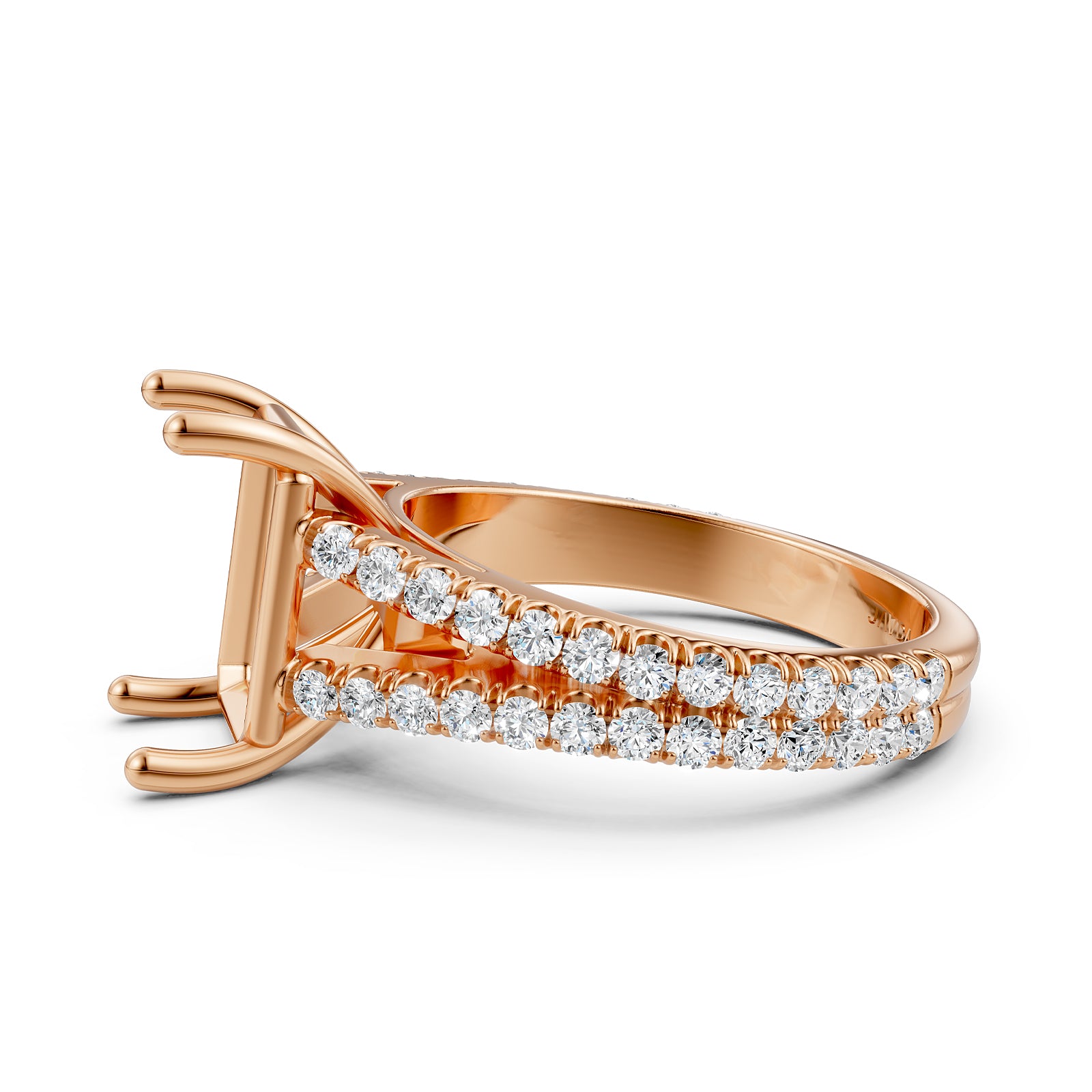 Split Shank Lab Grown Diamond Engagement Semi Mount Ring French Pave Set 0.70 Ct.