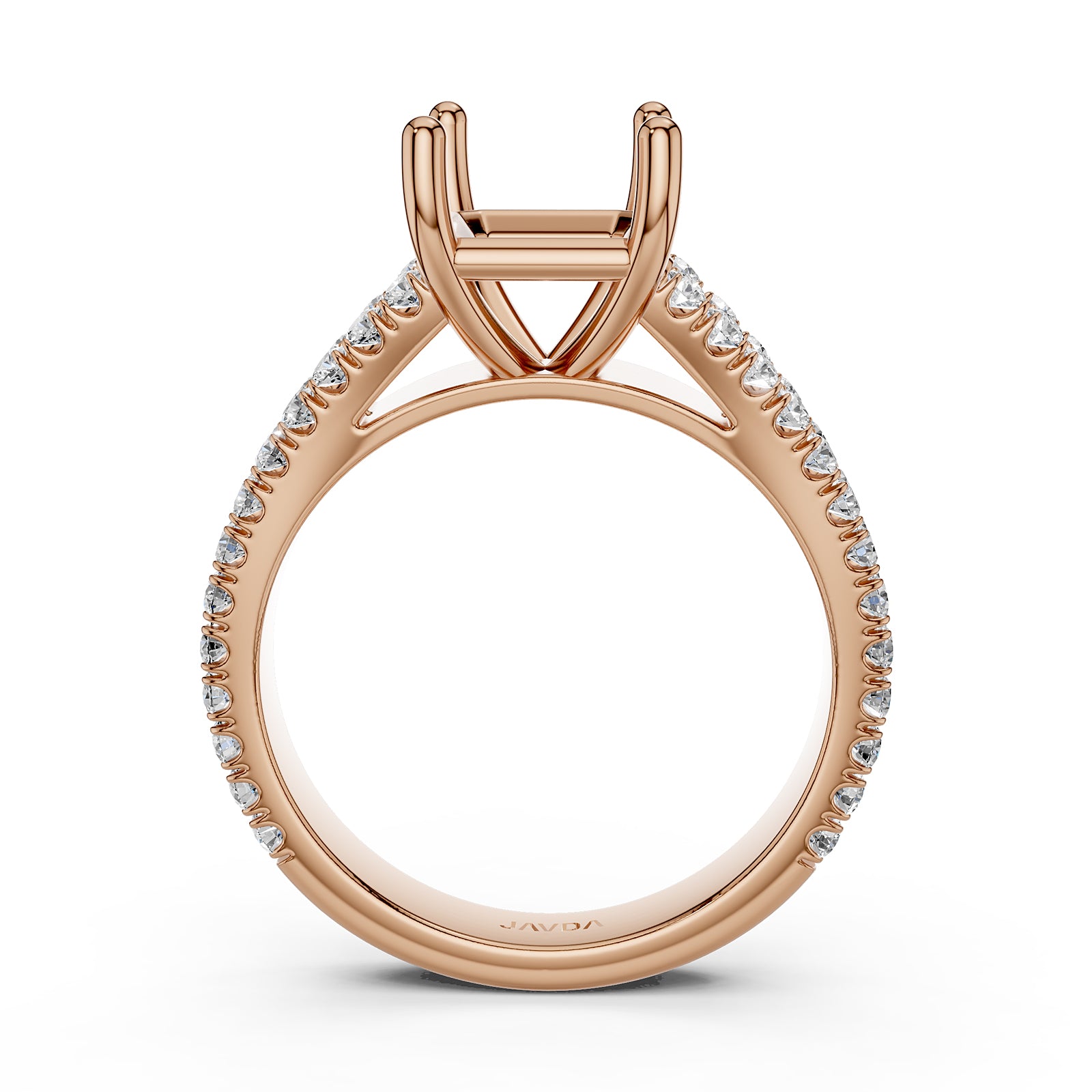 Split Shank Lab Grown Diamond Engagement Semi Mount Ring French Pave Set 0.70 Ct.