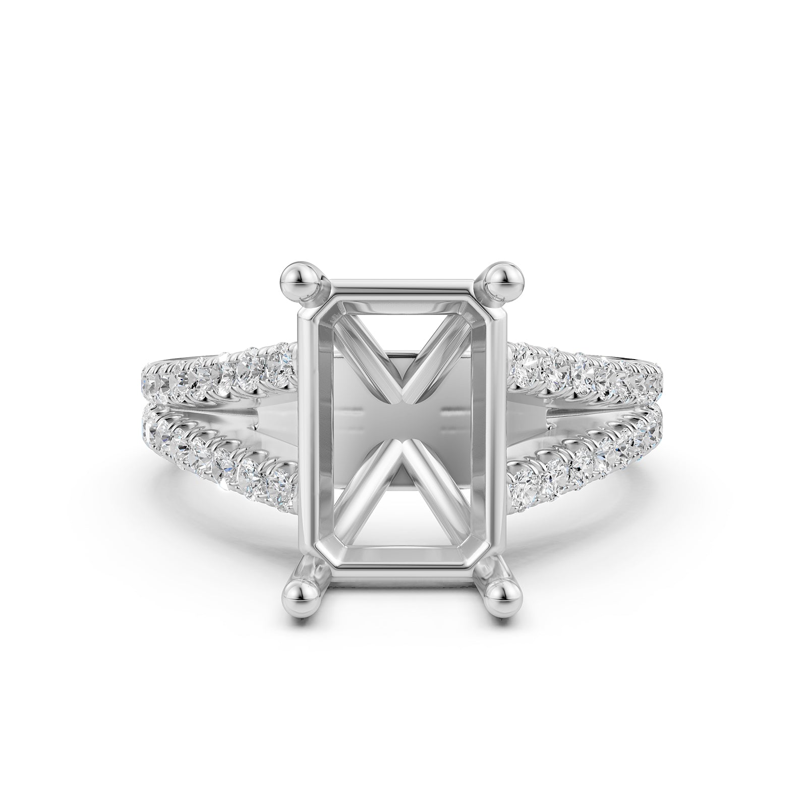 Split Shank Lab Grown Diamond Engagement Semi Mount Ring French Pave Set 0.70 Ct.