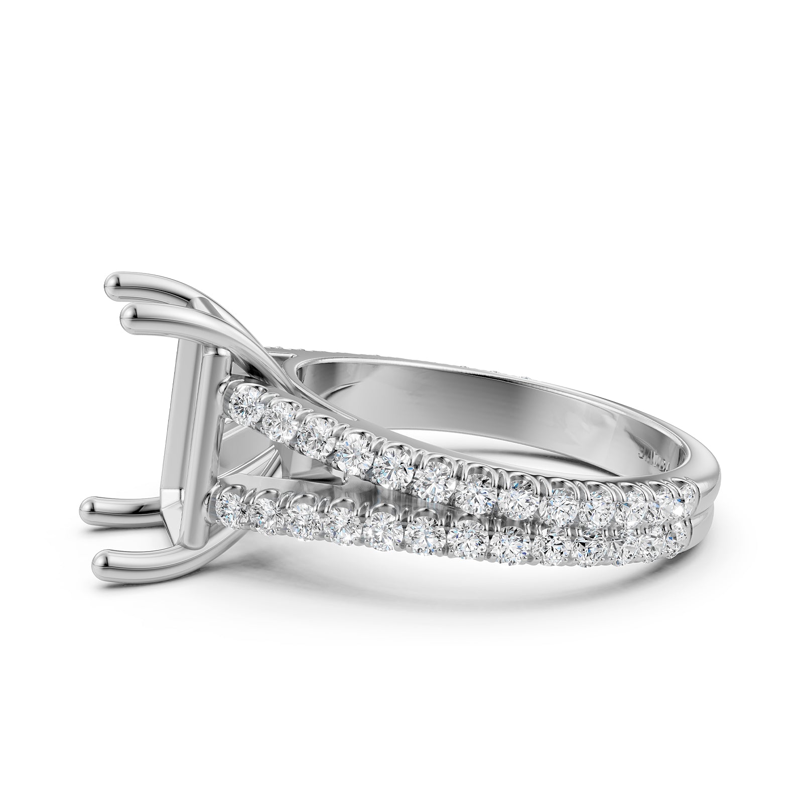 Split Shank Lab Grown Diamond Engagement Semi Mount Ring French Pave Set 0.70 Ct.