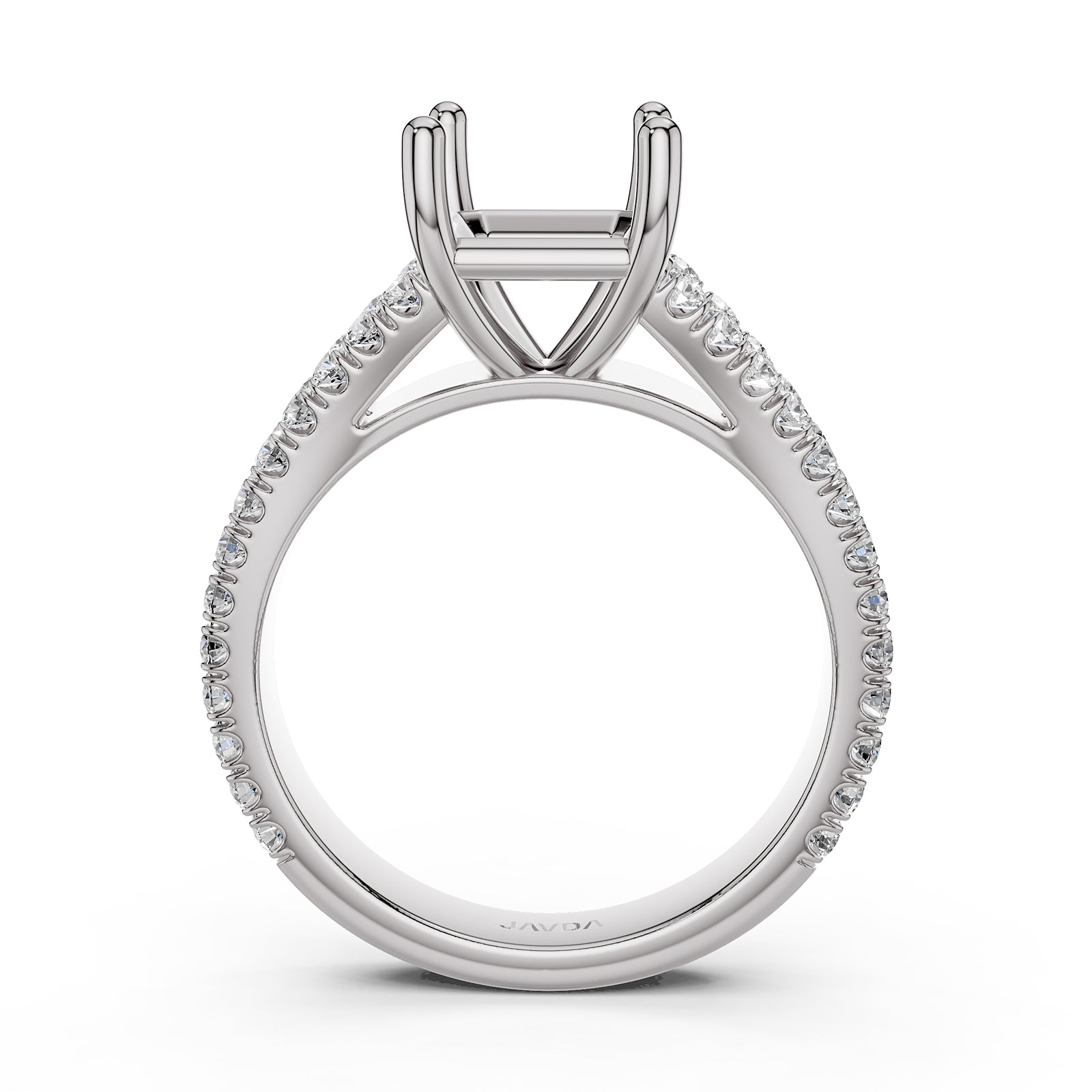 Split Shank Lab Grown Diamond Engagement Semi Mount Ring French Pave Set 0.70 Ct.