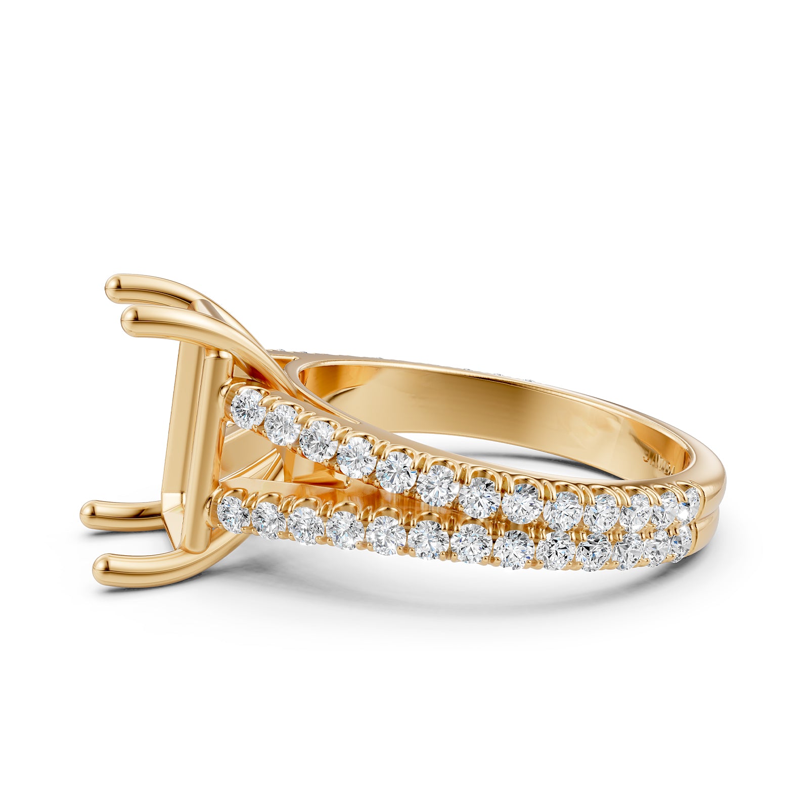 Split Shank Lab Grown Diamond Engagement Semi Mount Ring French Pave Set 0.70 Ct.