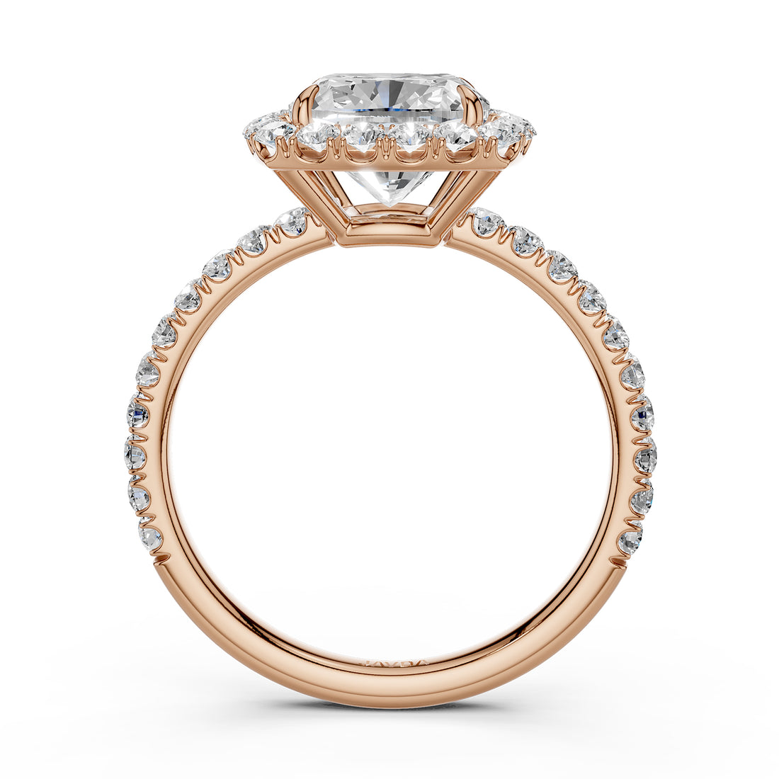 French U Split Pave Halo Cushion Diamond Engagement Ring 14k White Gold.