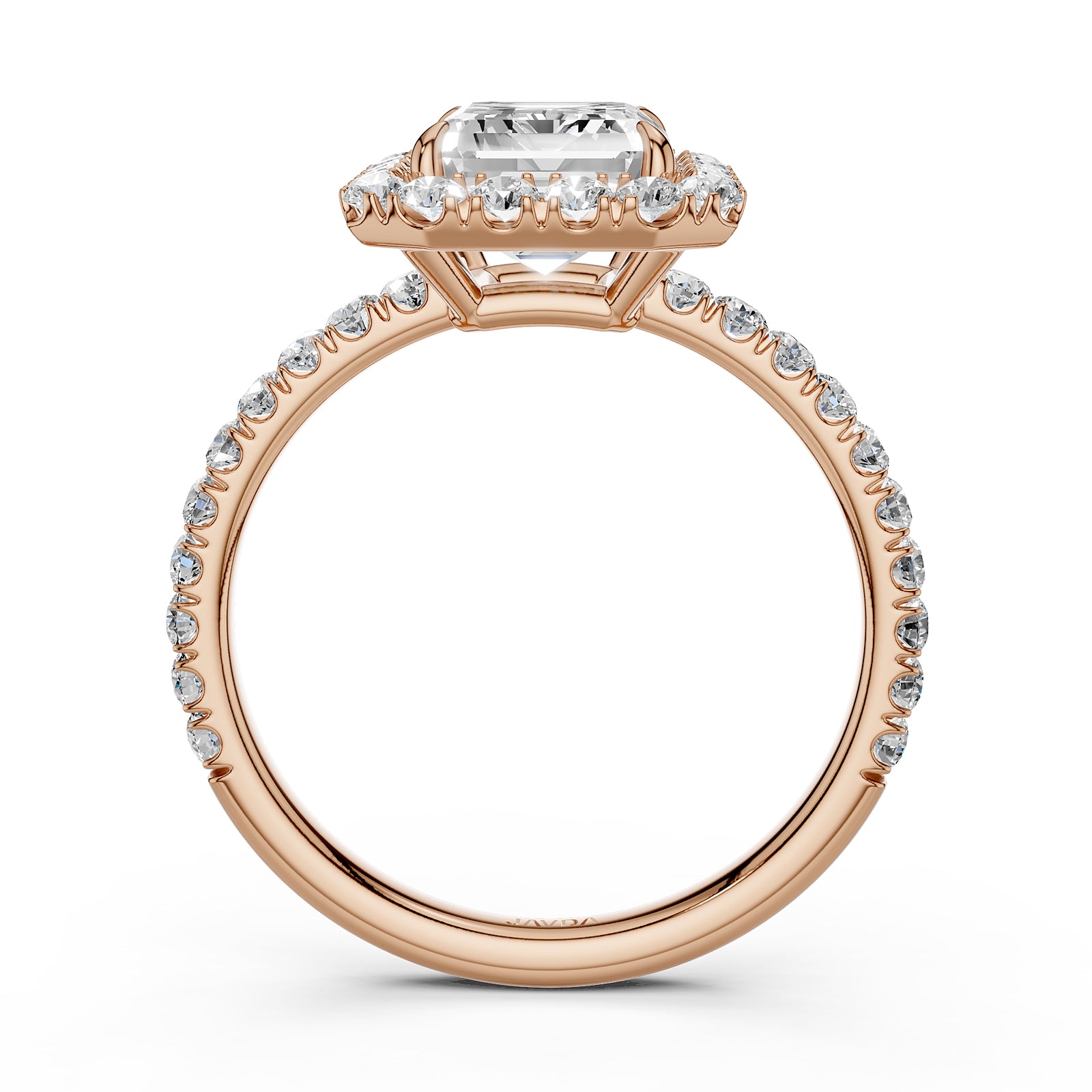 French U Pave Set Hidden Halo Lab Grown Diamond Engagement Ring IGI Certified 3.00 Ctw.