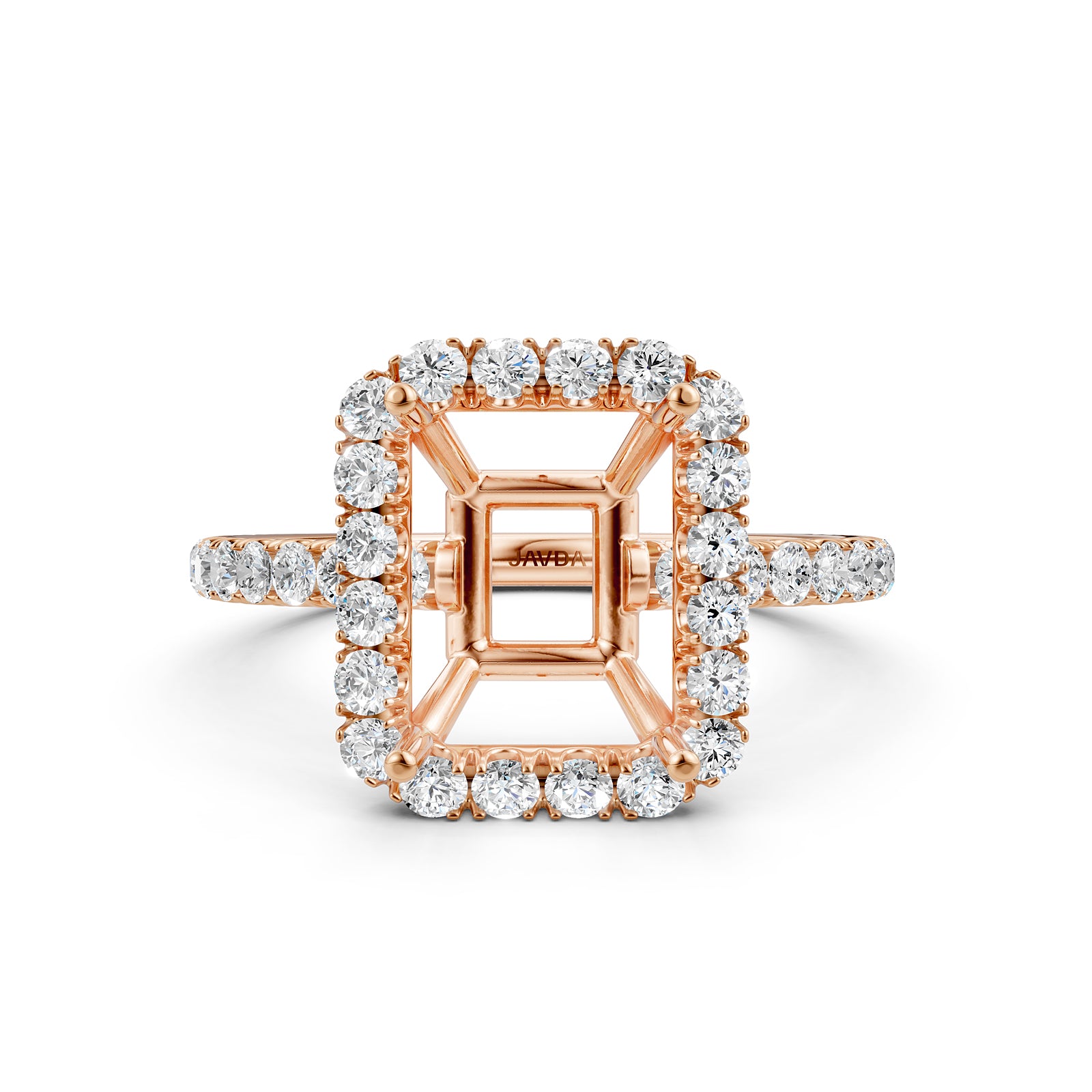 French U Split Pave Set Halo Lab Grown Diamond Engagement Ring Setting 1.00 Ct.